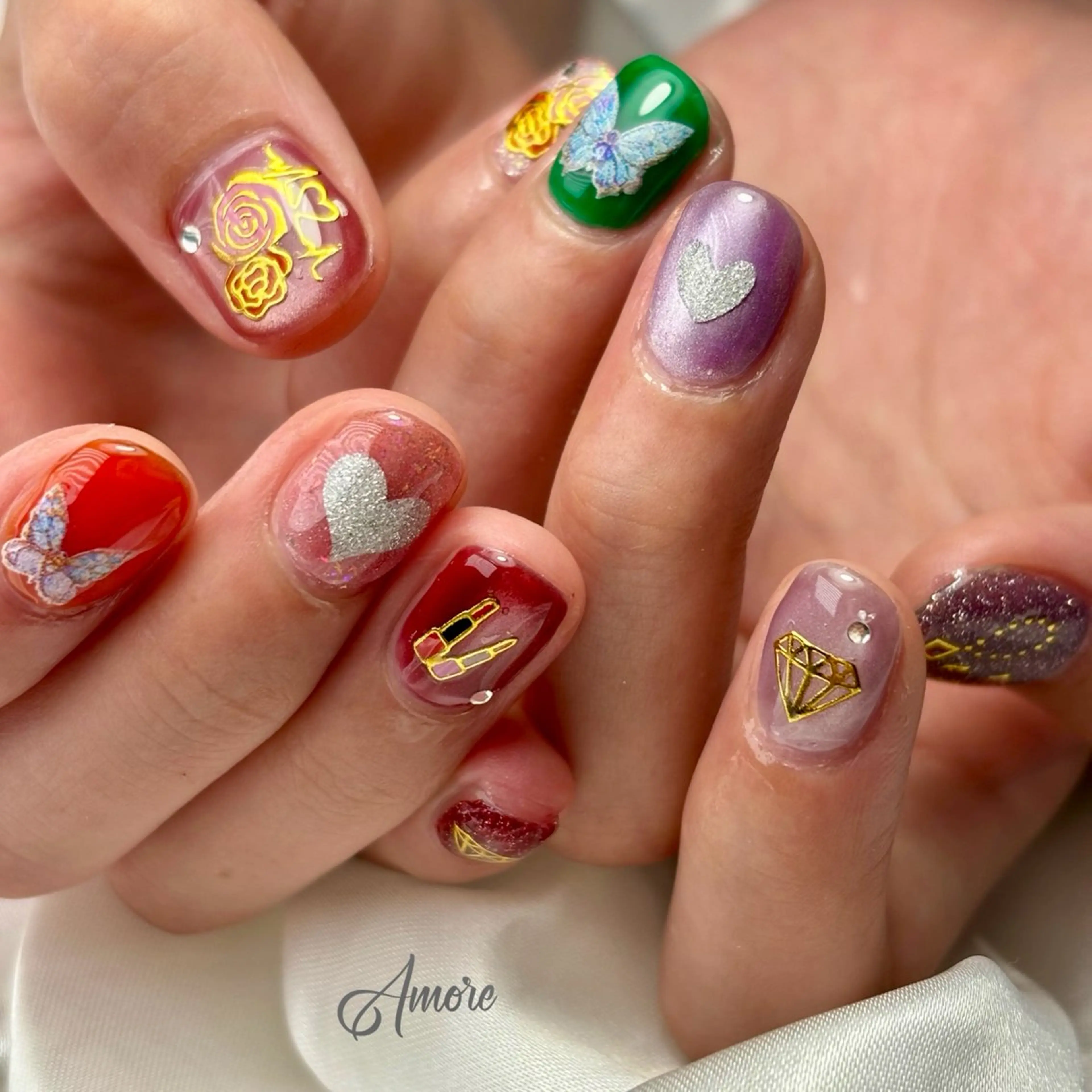 ネイル ジェルネイル キラキラネイル 韓国ネイル マグネットネイル パラジェル You kyehwaのネイルデザイン