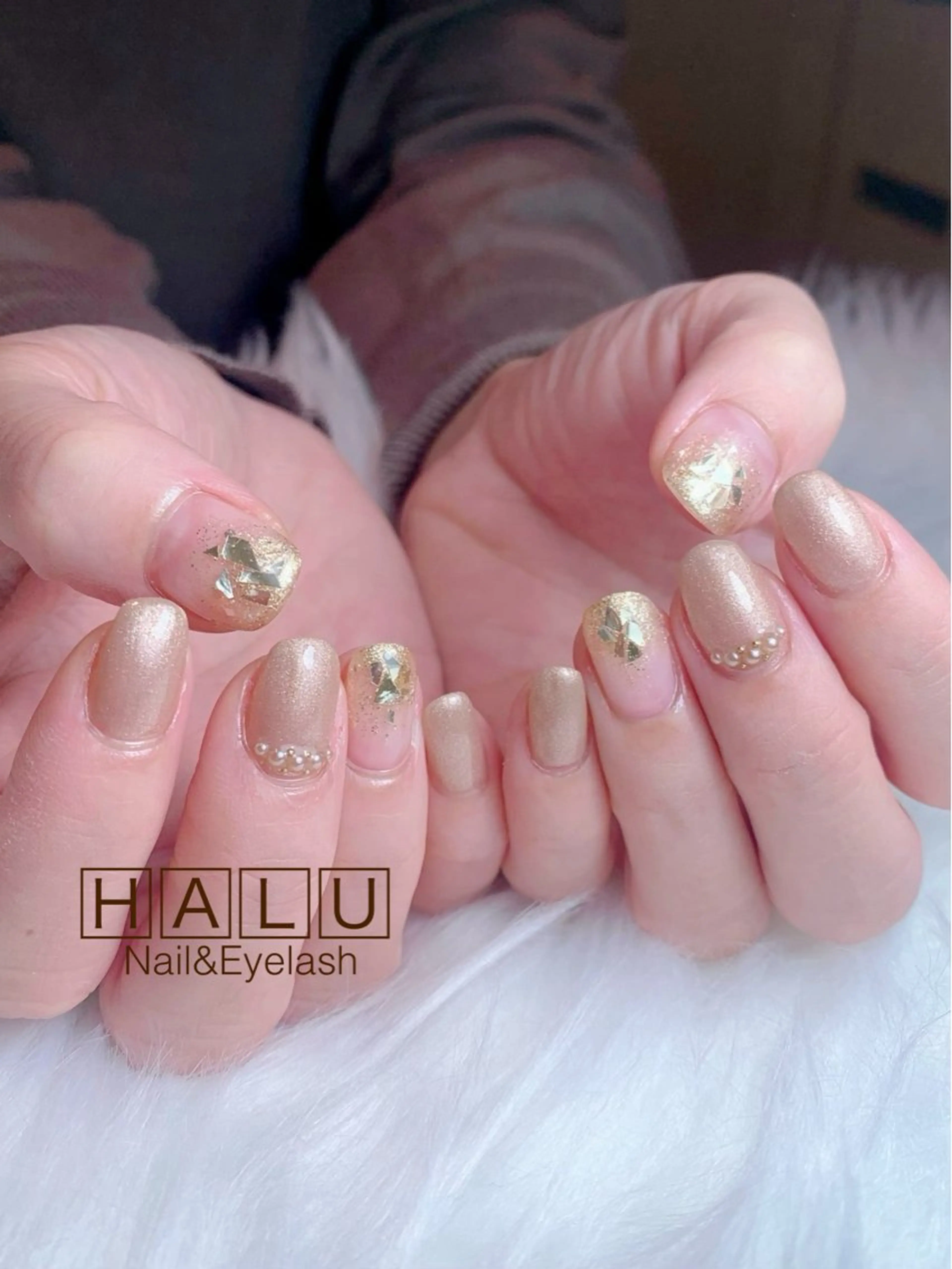 ネイル ゴールド ラメ(グリッター) HALU ハルのネイルデザイン