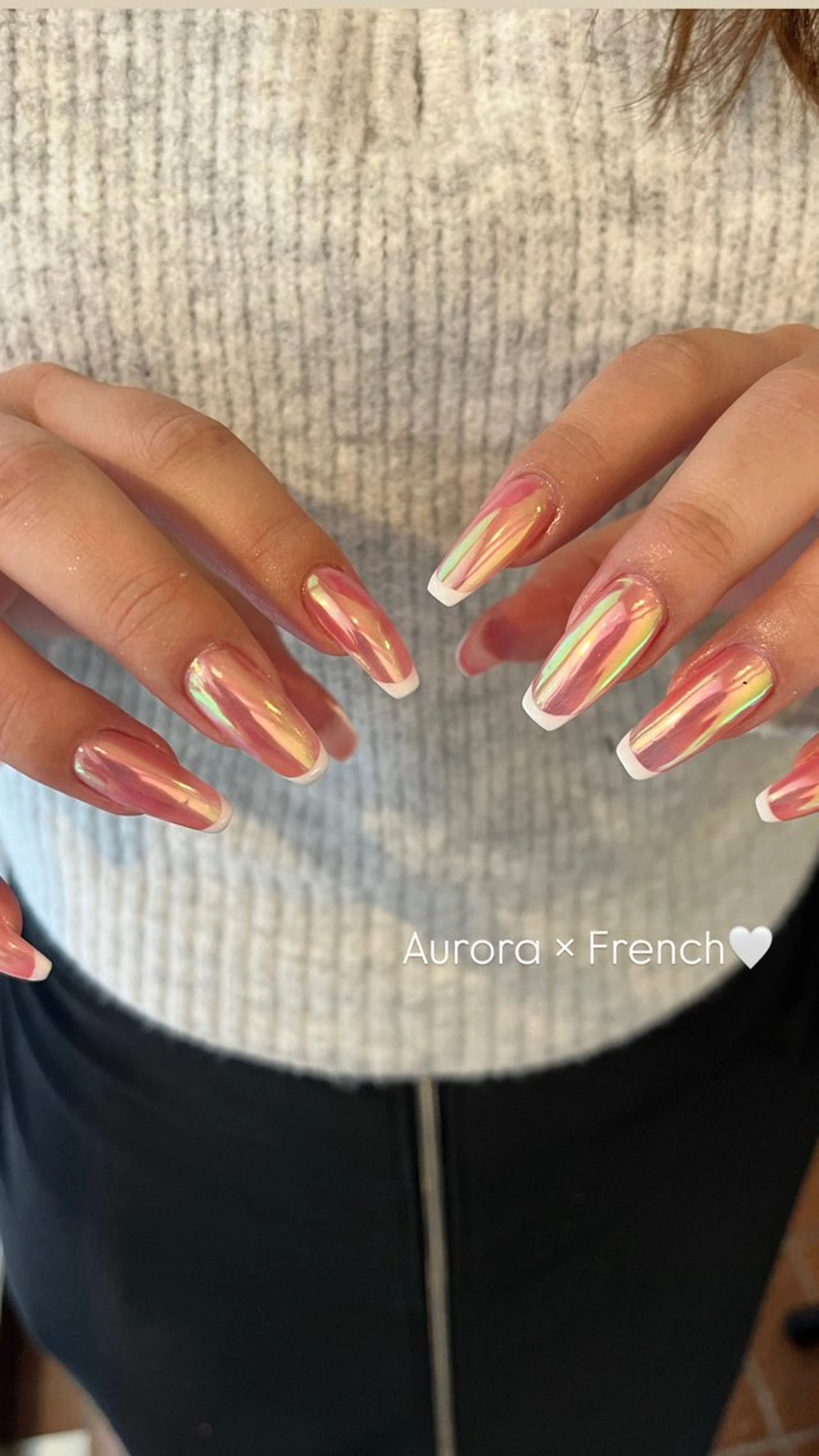 ネイル オーロラネイル フレンチネイル キラキラネイル ハンドネイル ballie／小野原 なつみのネイルデザイン