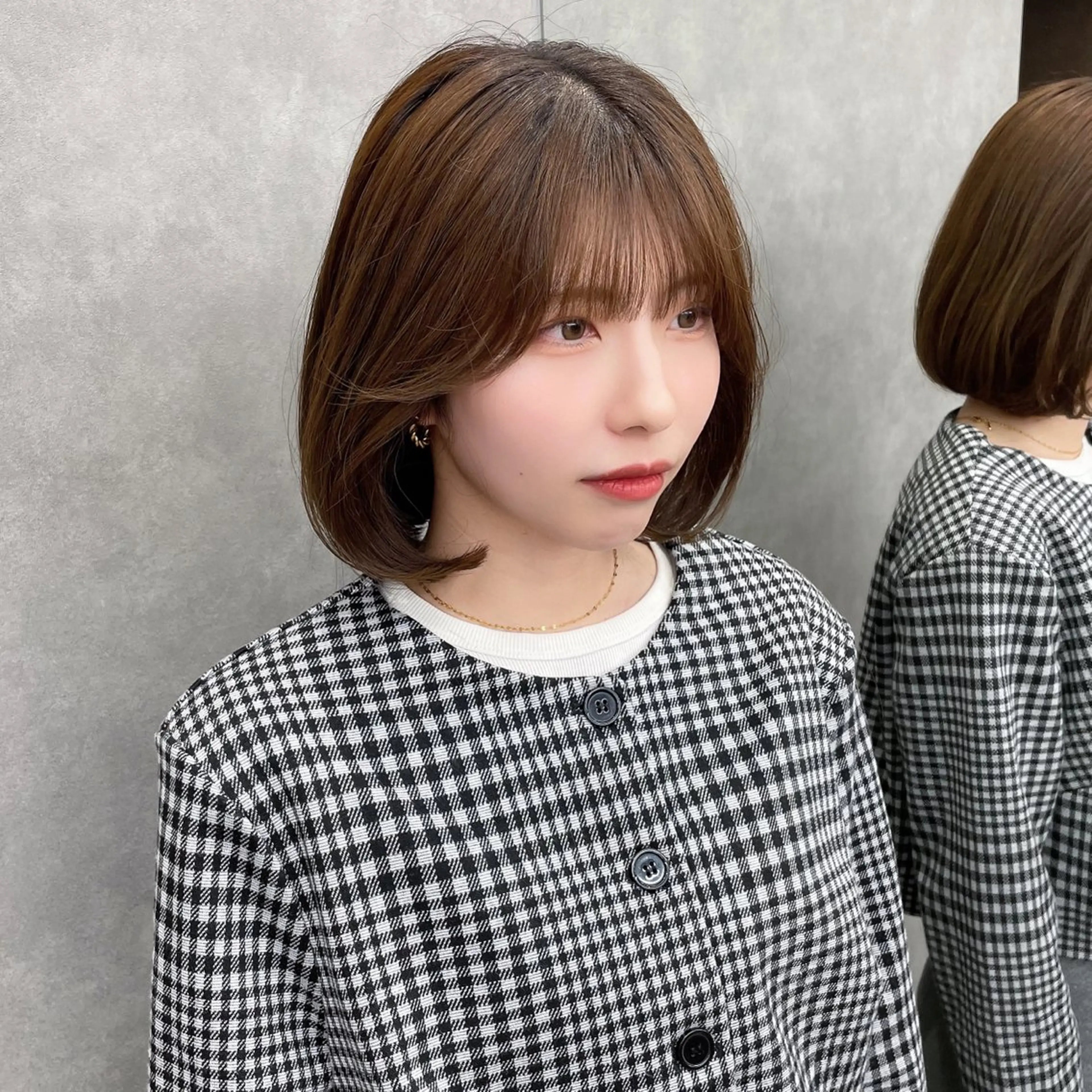 ミディアム カラー カット ヘアカラー トリートメント 縮毛矯正/ストンボブ Wカラー💎ヒデジのヘアスタイル