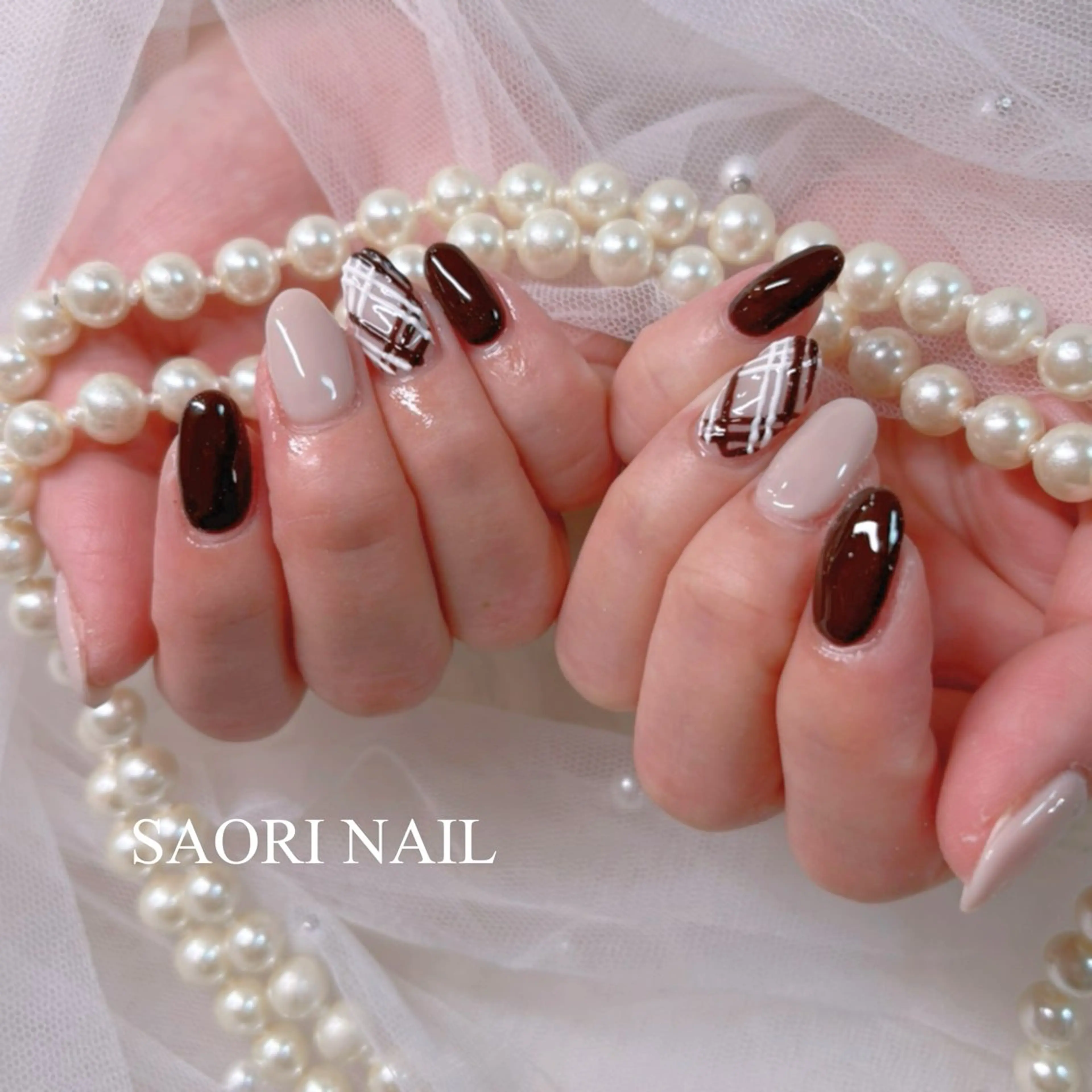 ネイル チークネイル フレンチネイル ジェルネイル ガーリー ハート ハンドネイル 安部 沙織のネイルデザイン