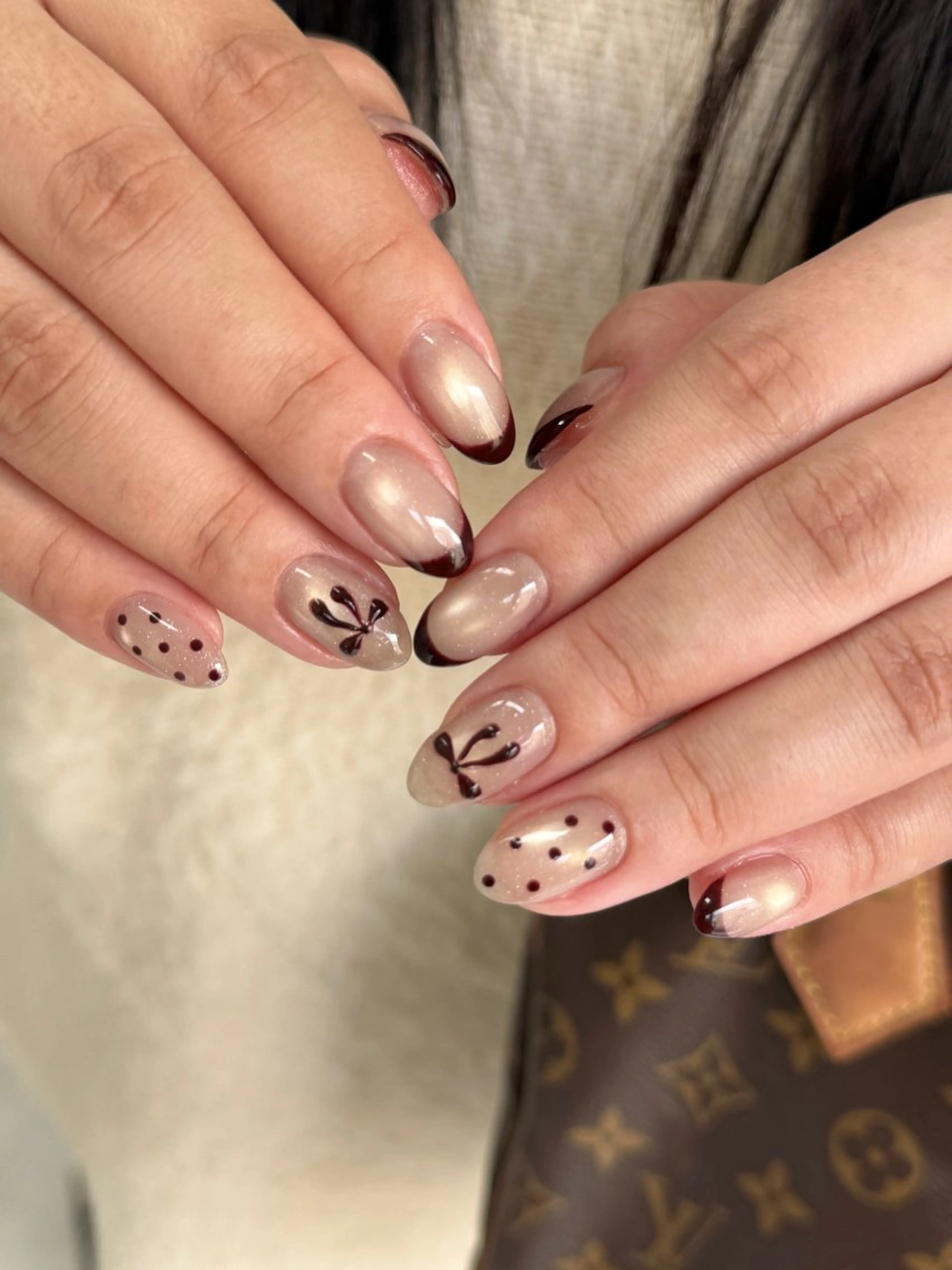 ネイル ニュアンスネイル リボン ハンドネイル Nail salon Genie所属・Nail salon Genieのネイルデザイン