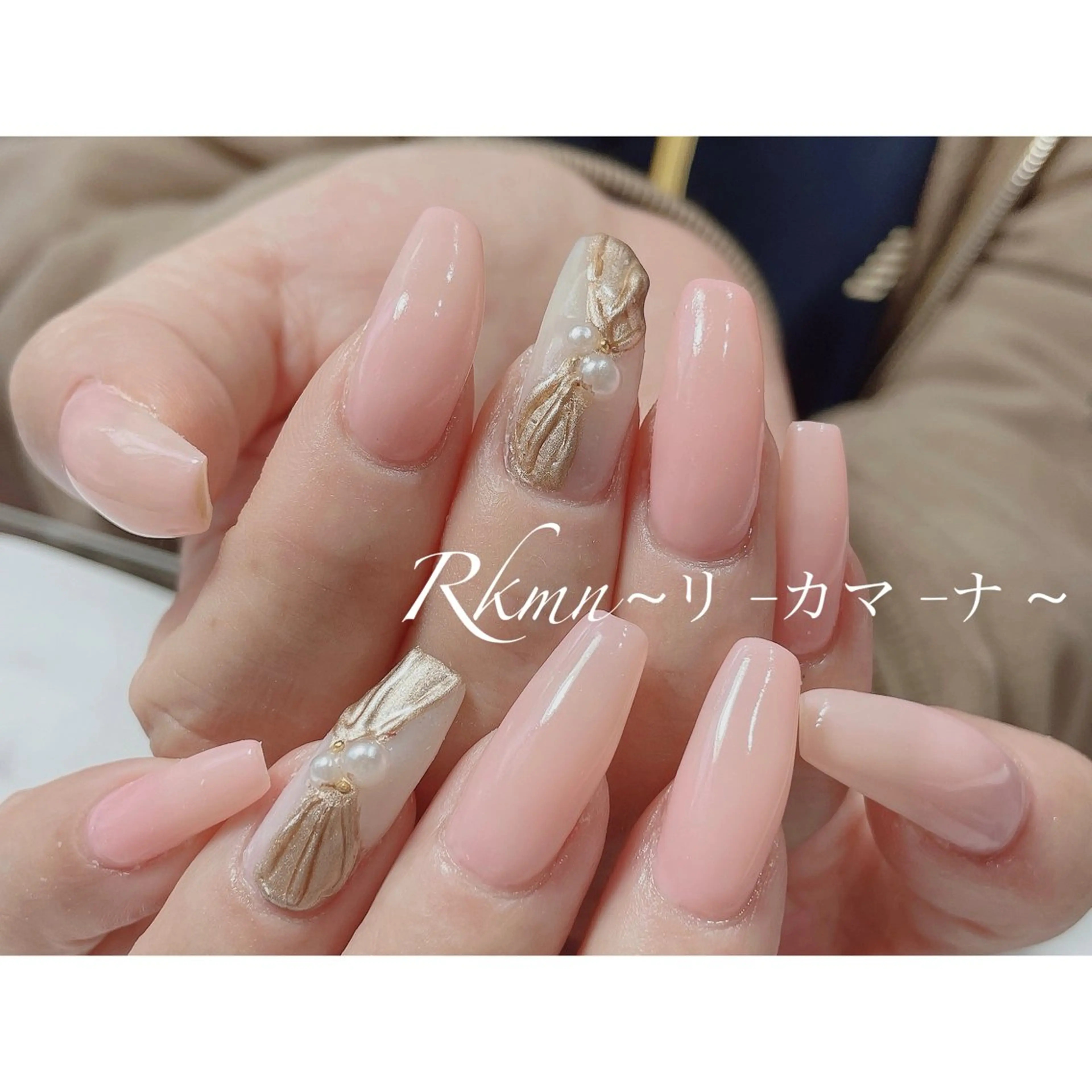 ネイル アートネイル ピンク リボン シンプルネイル 春ネイル ハンドネイル フットネイル ハンドケア Rkmn ~リ-カマ-ナ~のネイルデザイン