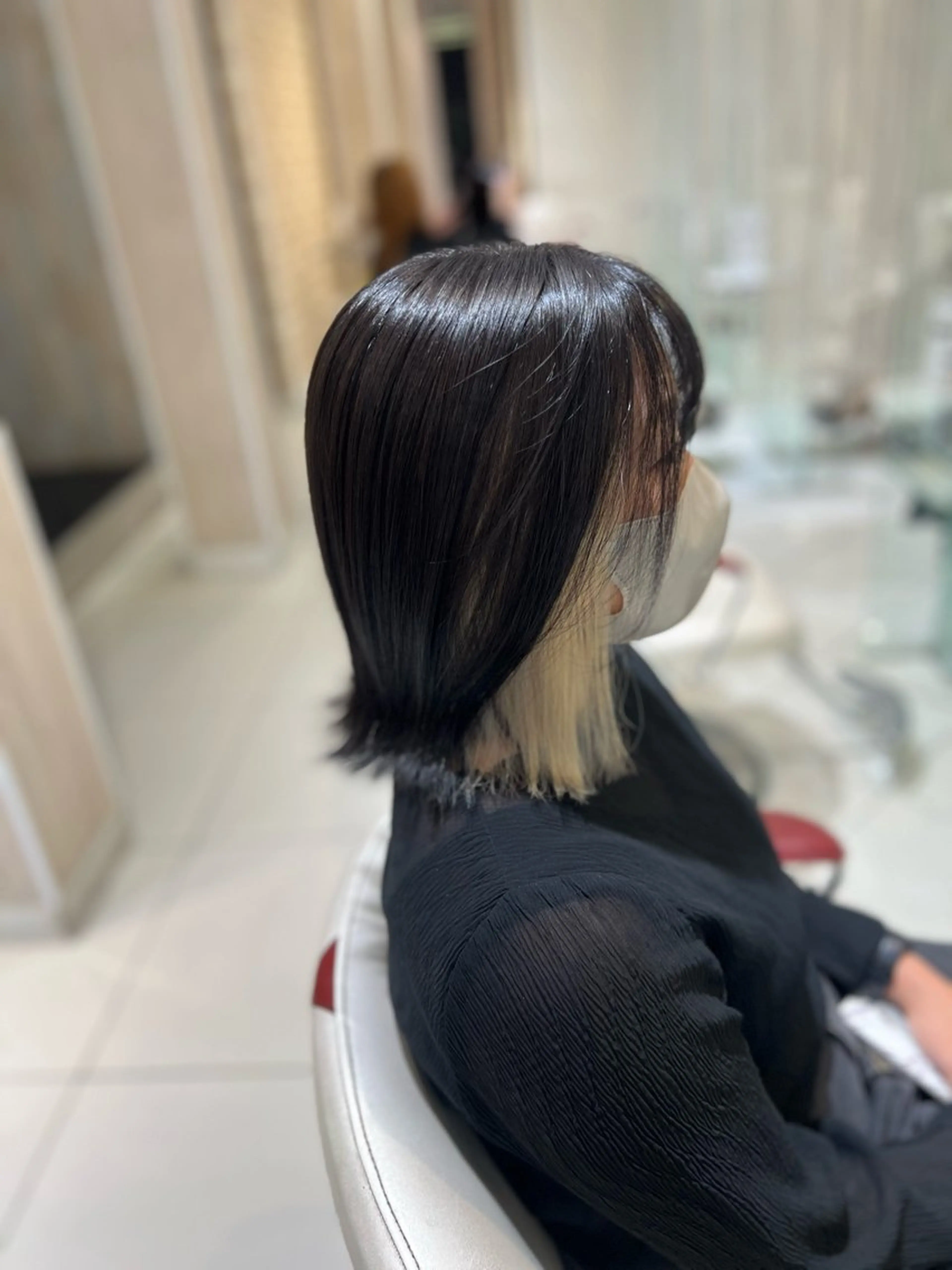 セミロング カラー バレイヤージュ ブリーチ ケアブリーチ 透明感カラー デザインカラー ボブ/ハイトーン髪質 改善/越谷✨クラモチのヘアスタイル