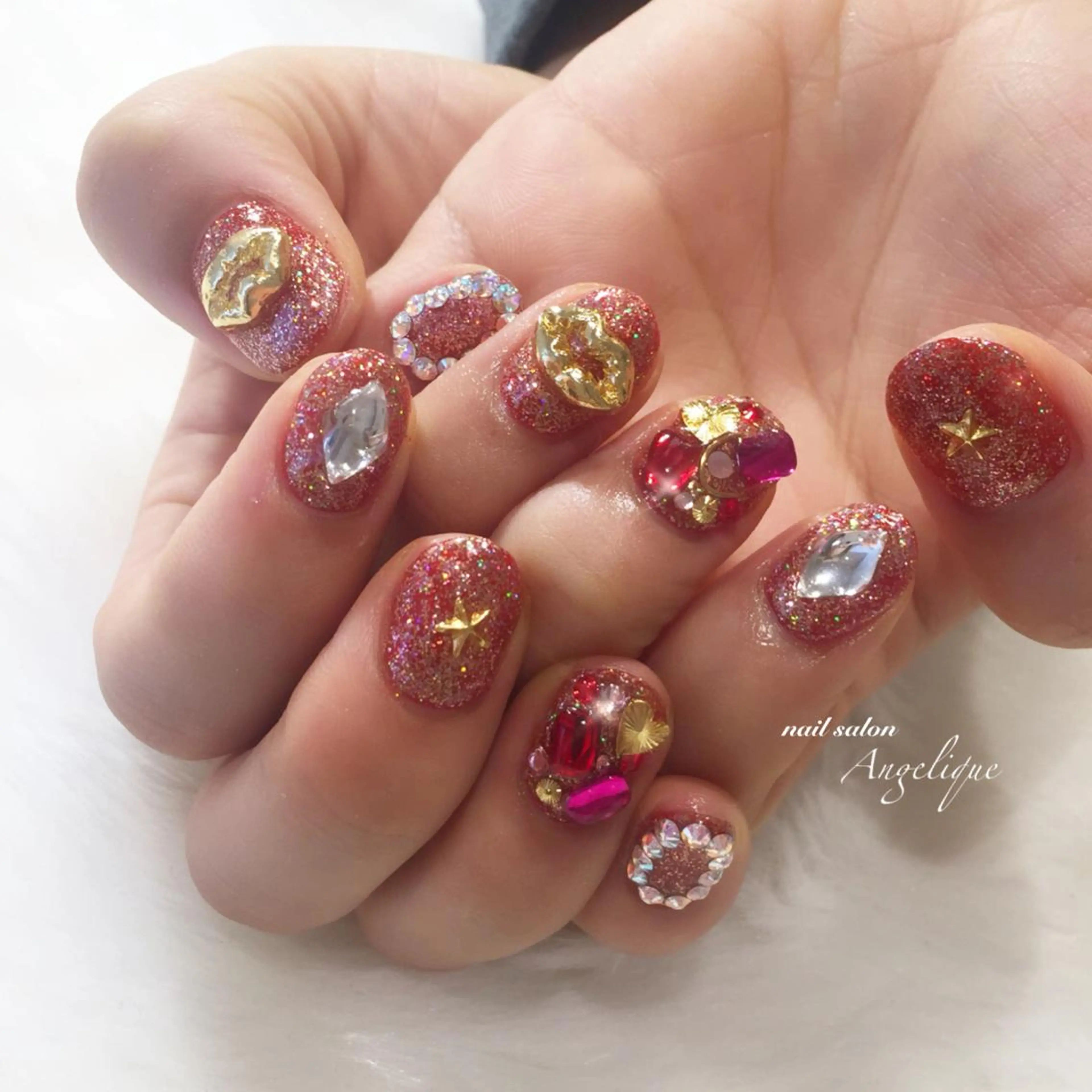 ショート ネイル キラキラネイル ラメ(グリッター) Nail salon Angeliqueのネイルデザイン