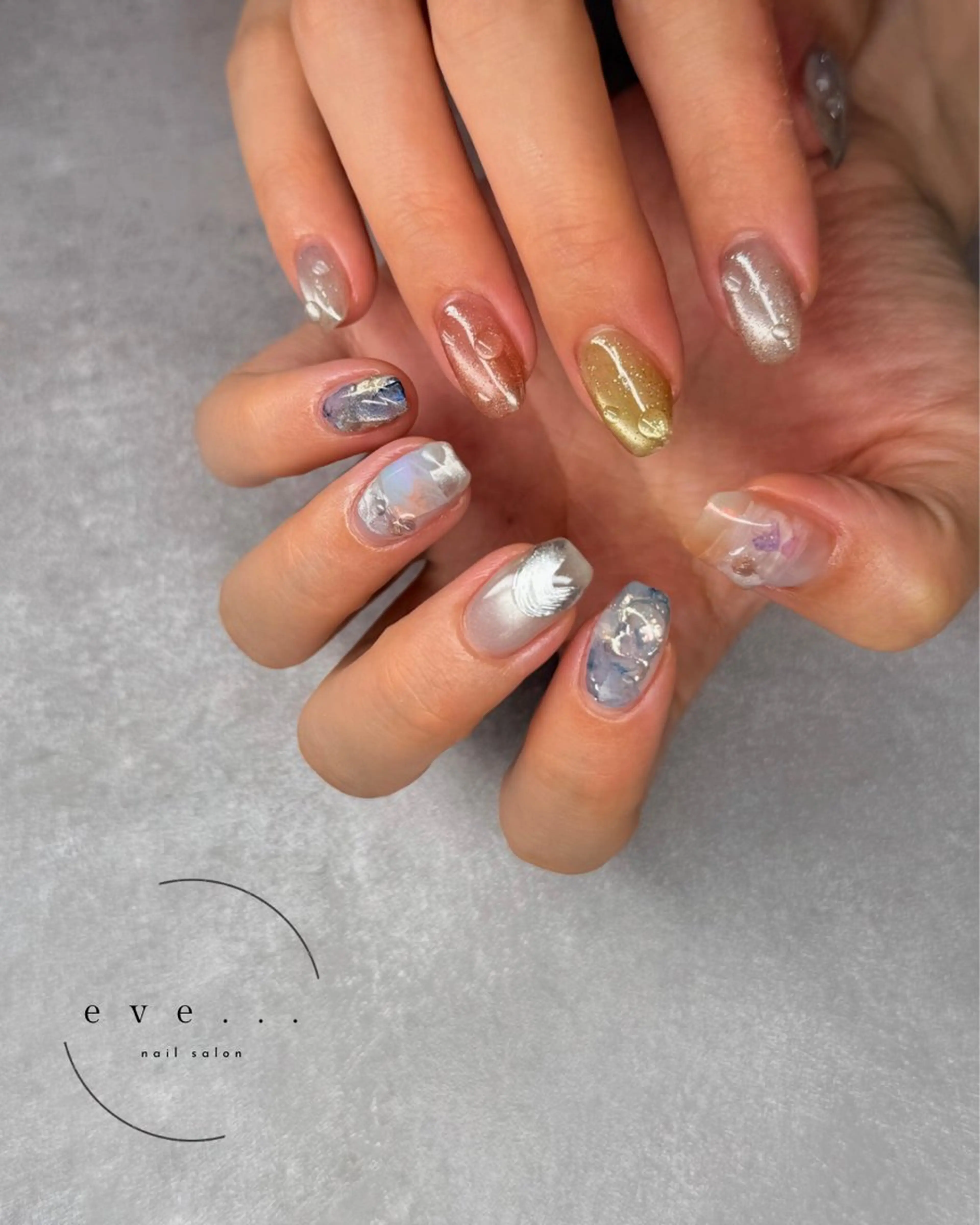 ネイル ブルー 夏ネイル ハンドネイル nail salon eve...のネイルデザイン