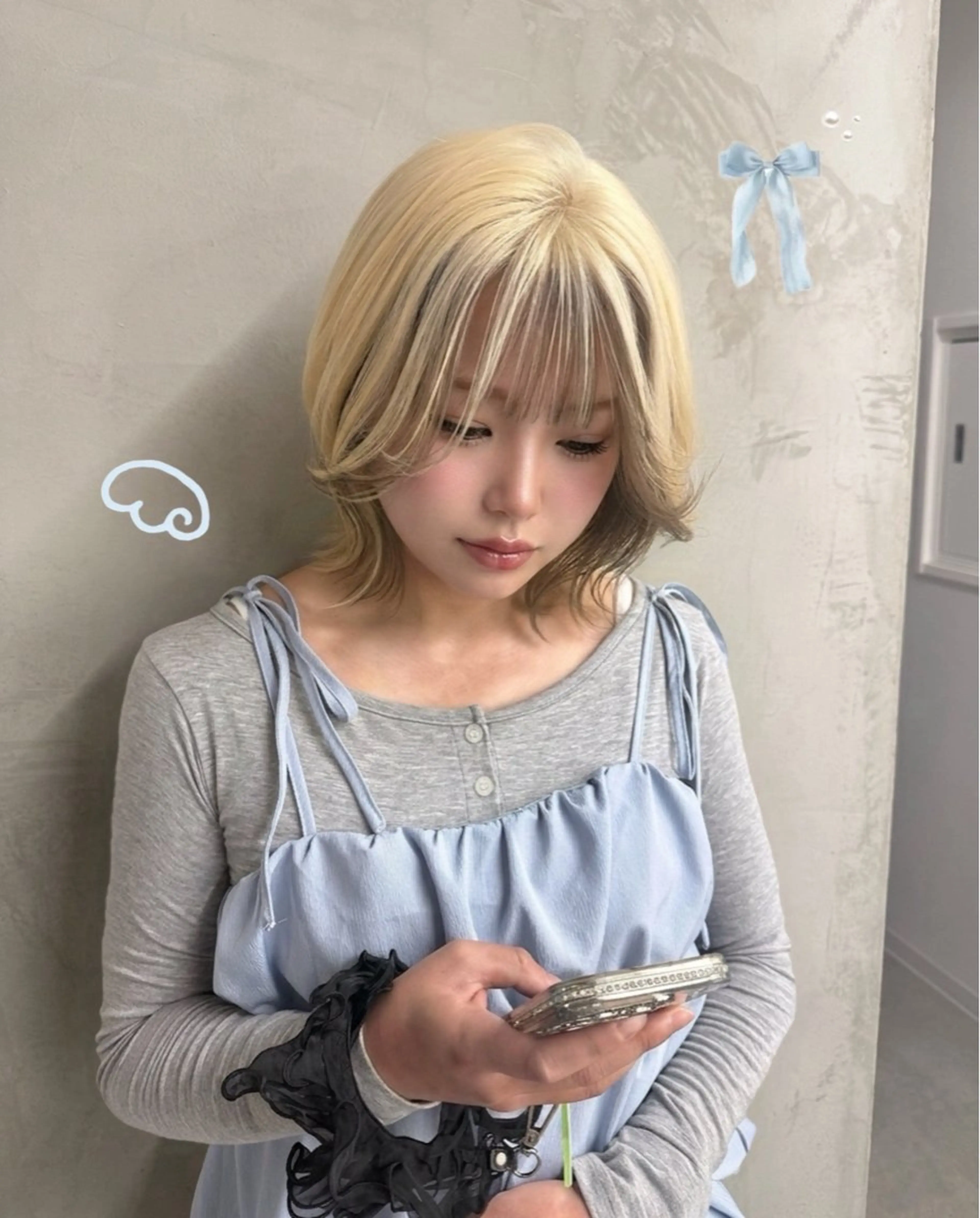 ミディアム カラー ミストバング ブリーチ  フェイスフレーミング ヘアカラー トリートメント RIENS aura / ayu ♡のヘアスタイル