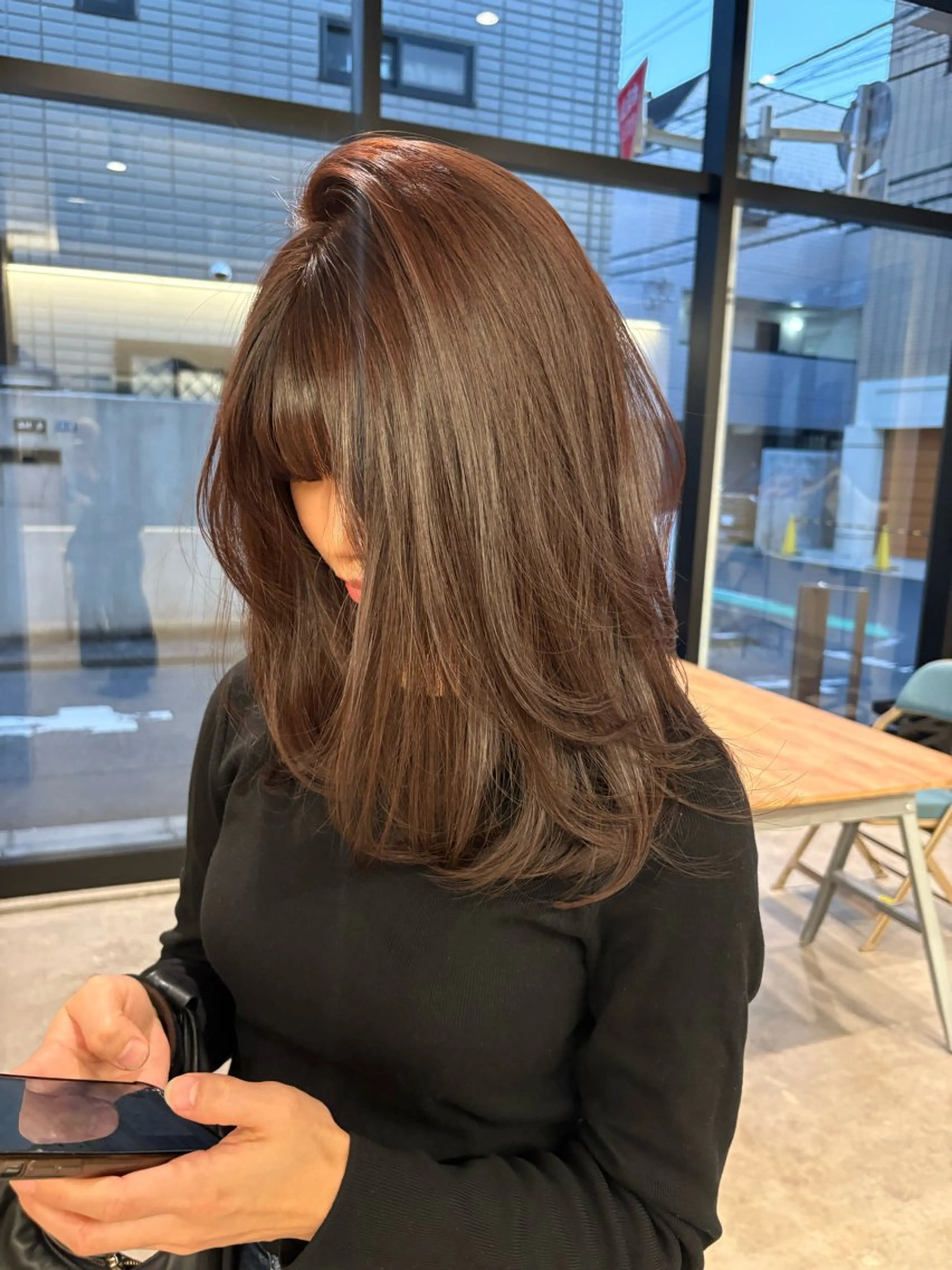 ミディアム カラー カット ヘアカラー トリートメント レイヤー/柔色 カラー/SAkiのヘアスタイル