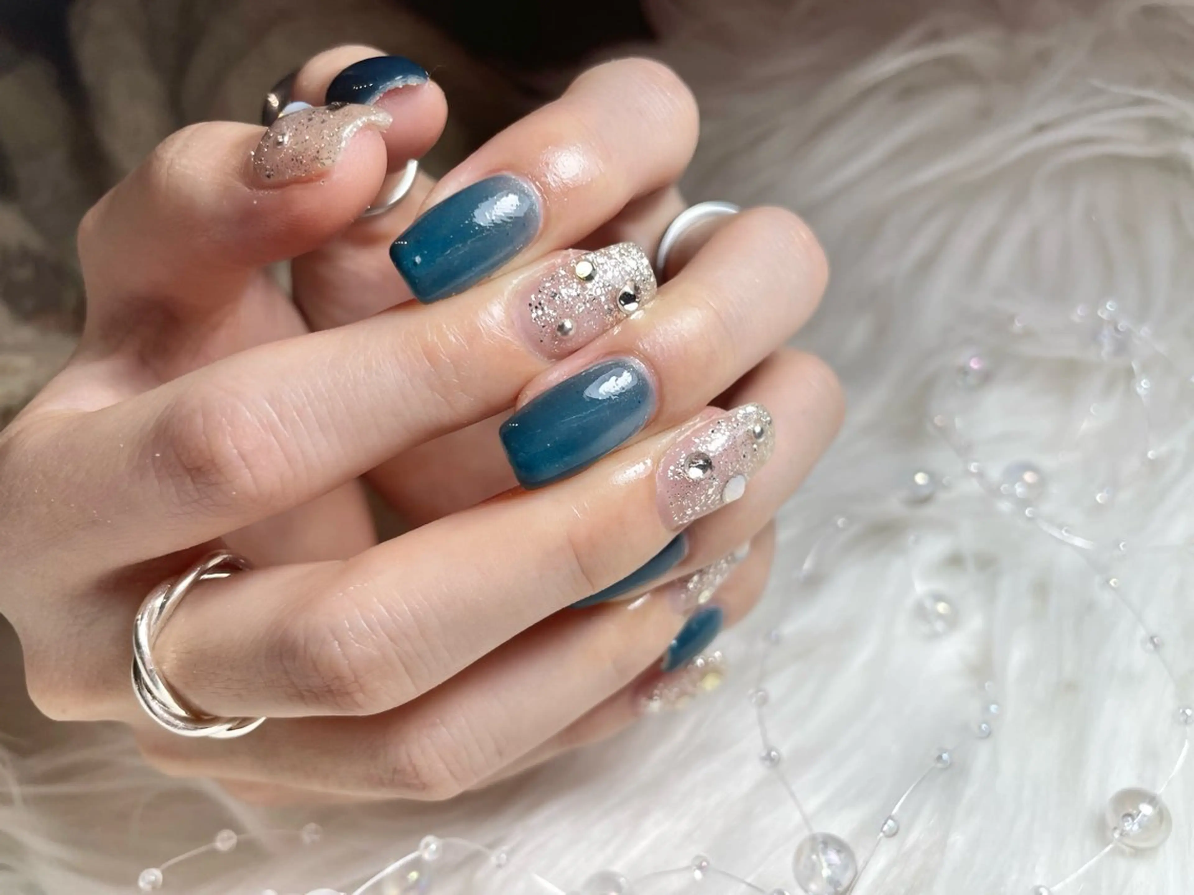 ネイル ジェルネイル キラキラネイル パラジェル ワンホンネイル ハンドネイル ゆりか ジョアアンジェ福島のネイルデザイン