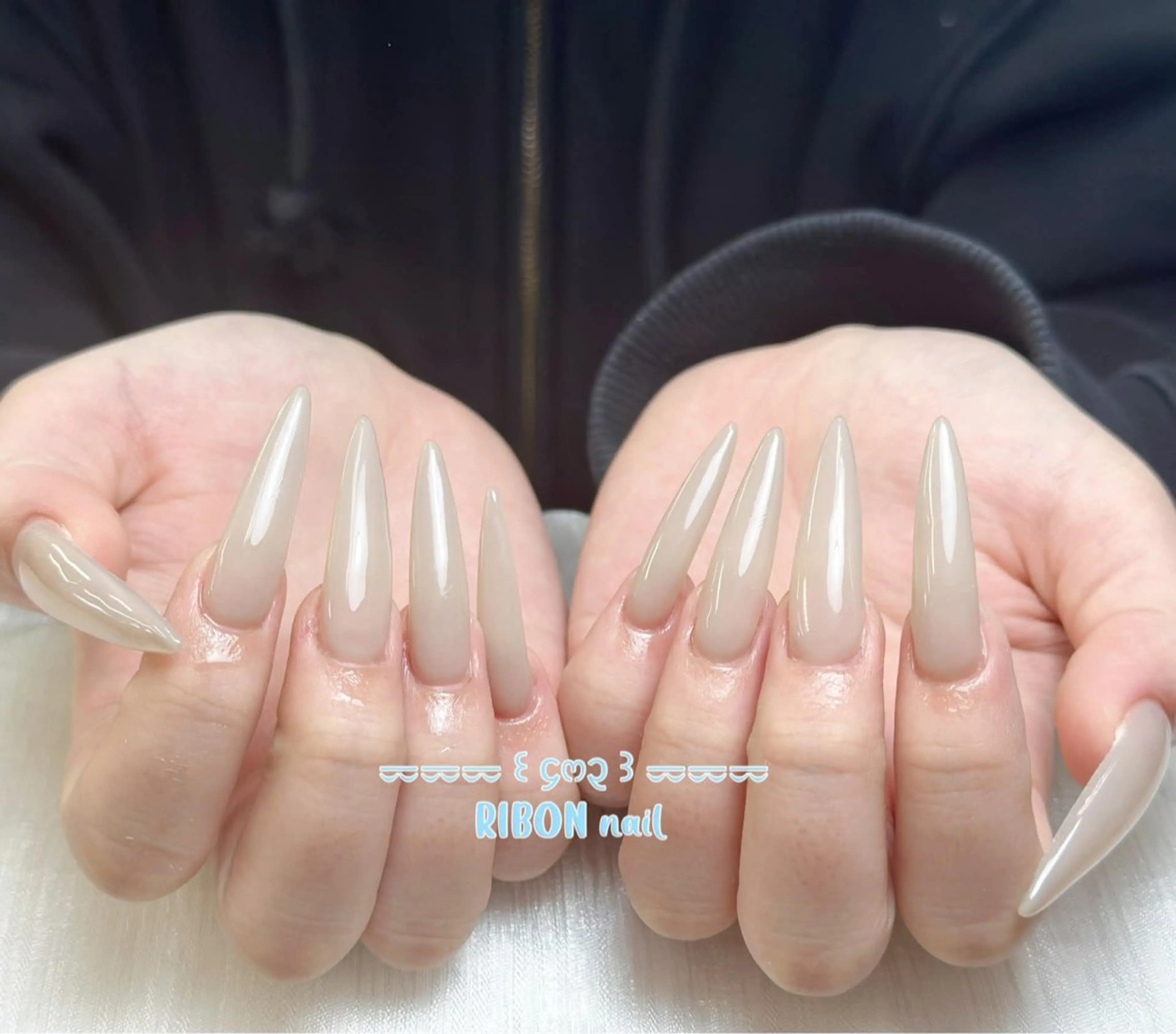 ネイル チークネイル 長さ出し フレンチネイル ジェルネイル グラデーション ハンドネイル RIBON nail salonのネイルデザイン