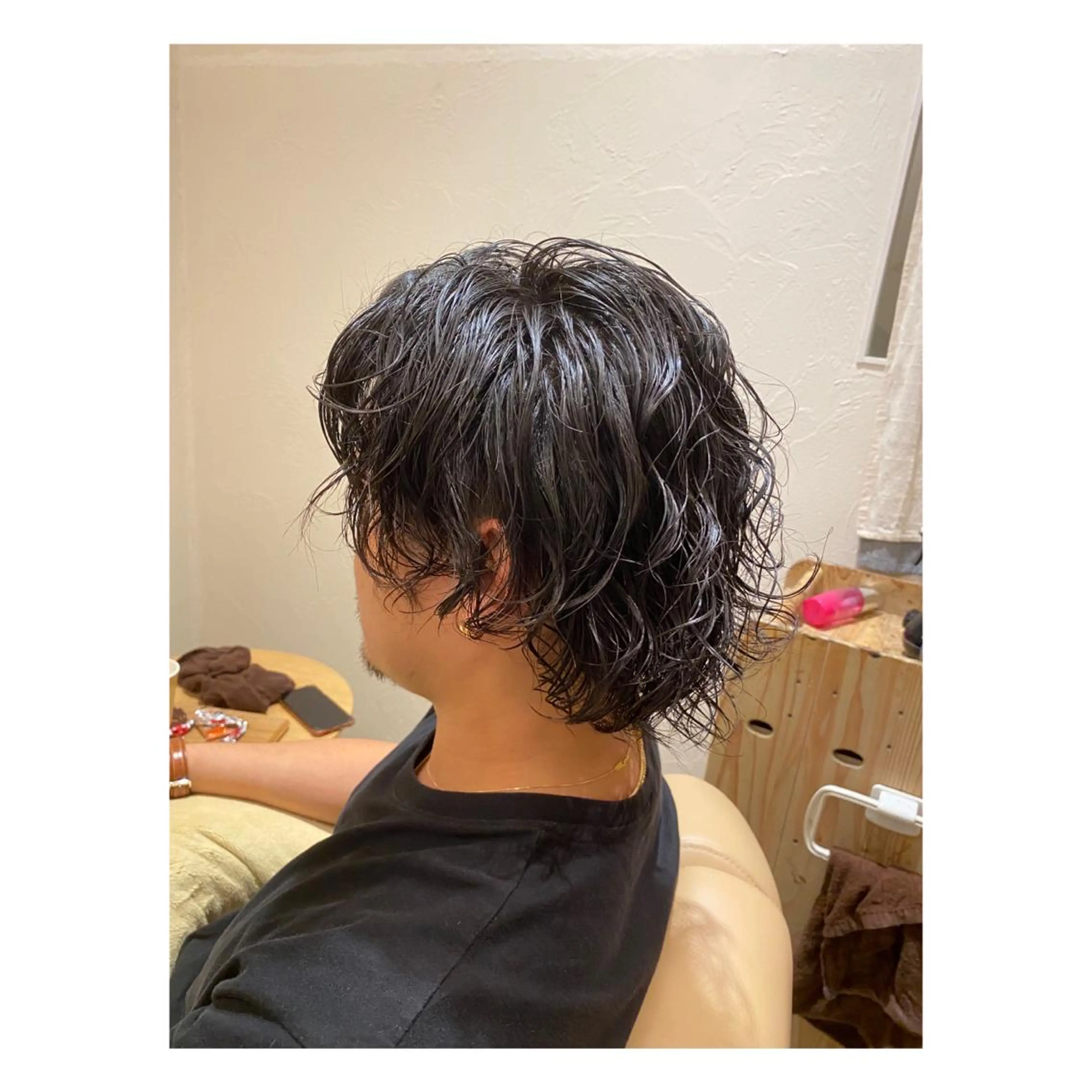 ミディアム パーマ メンズ カット パーマ 菊池大一 溝の口パーマのヘアスタイル