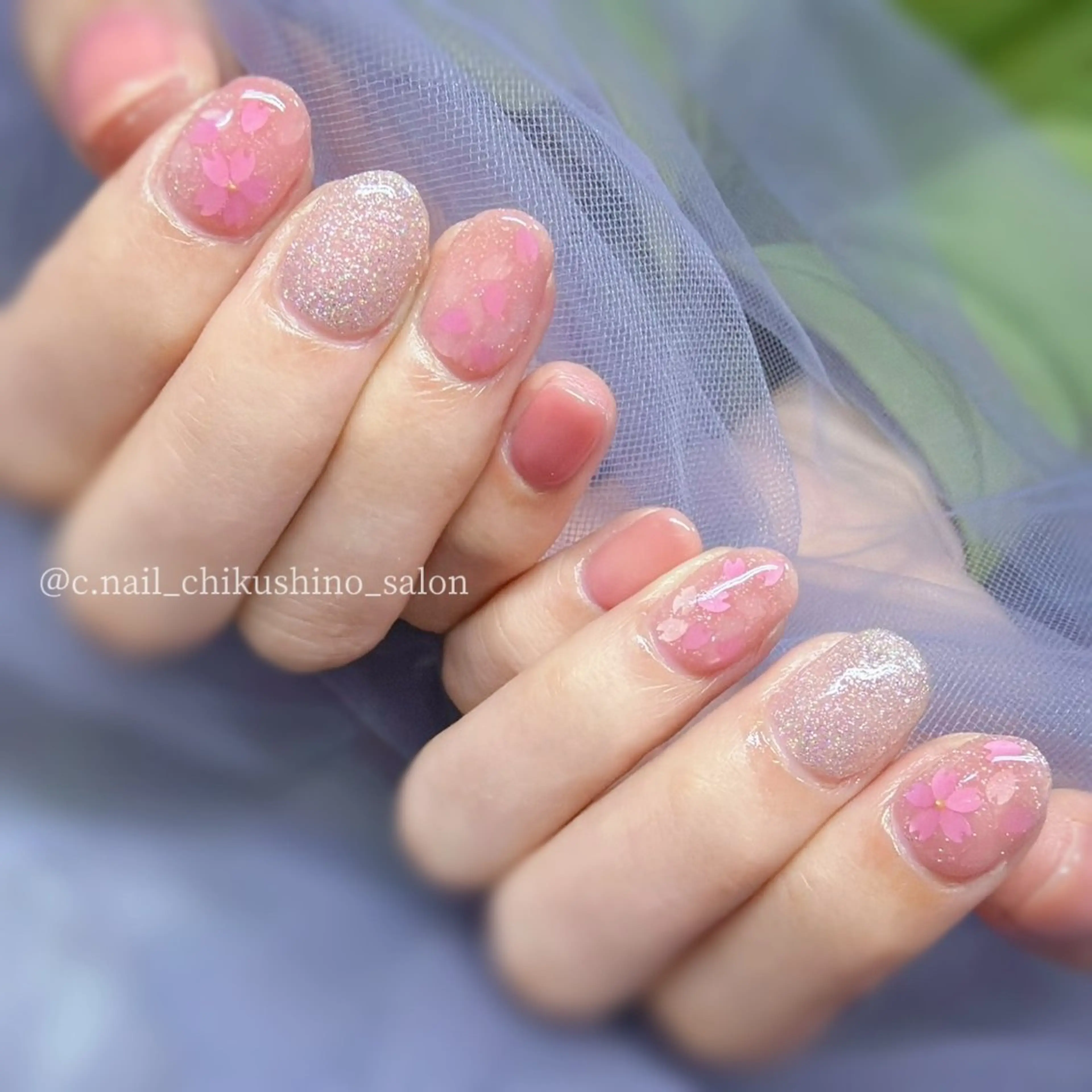 ネイル 桜ネイル 入学式 卒業式 C.Nail &Eye筑紫駅のネイルデザイン