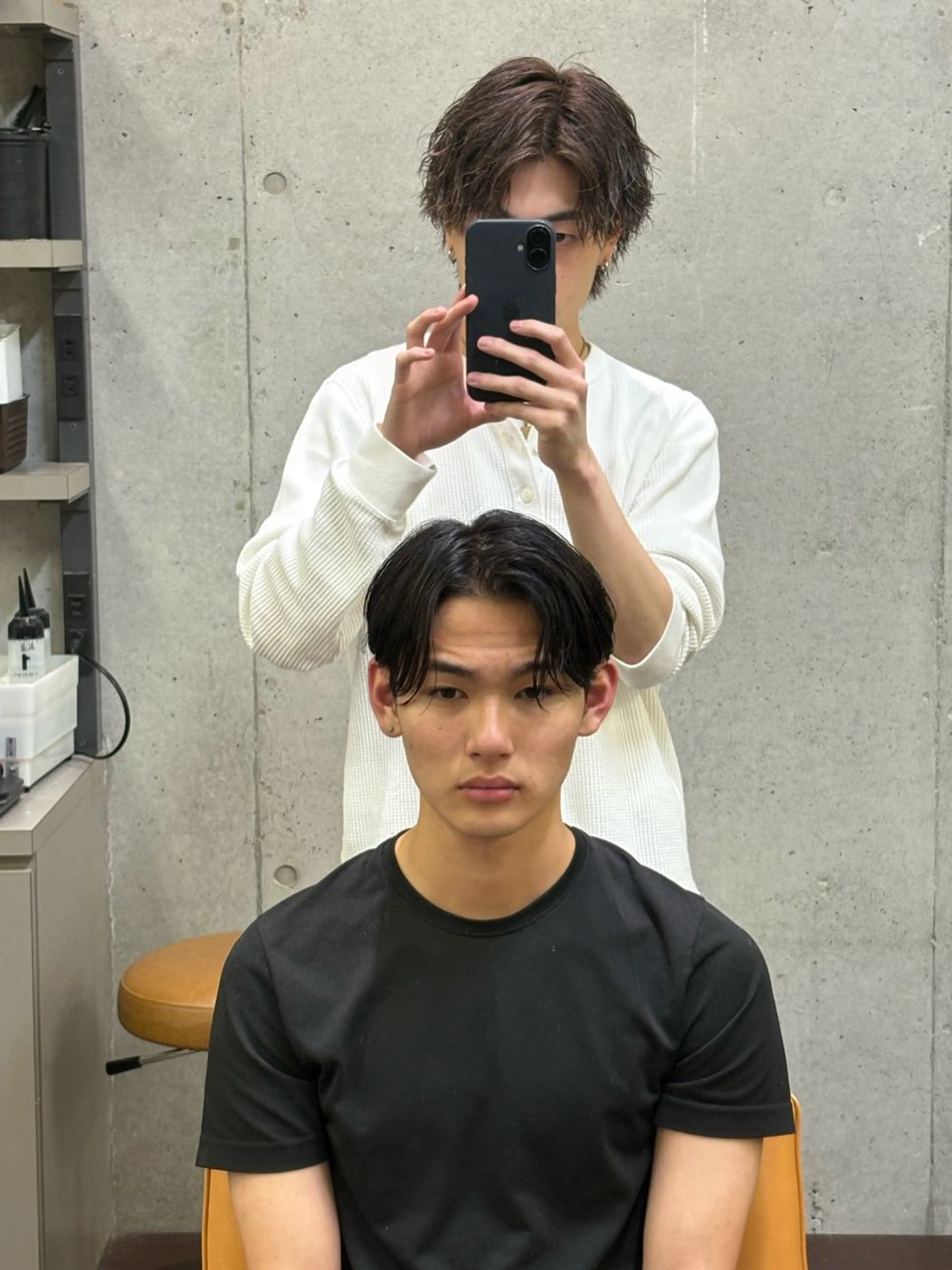 ミディアム パーマ メンズ センターパート 山口 陽平のヘアスタイル