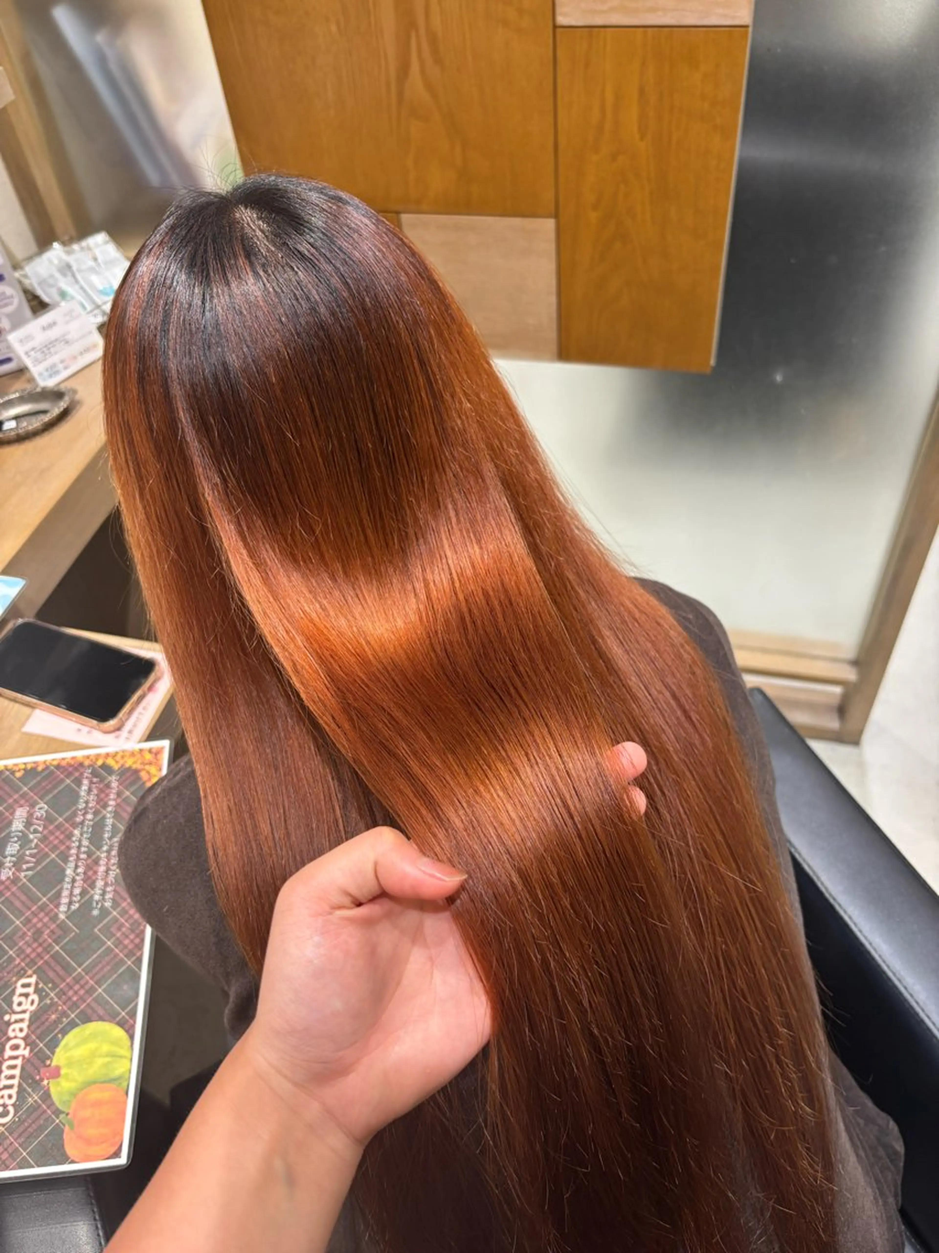 ロング 縮毛矯正 トリートメント 透明感グレージュ/ 縮毛矯正/静岡のヘアスタイル