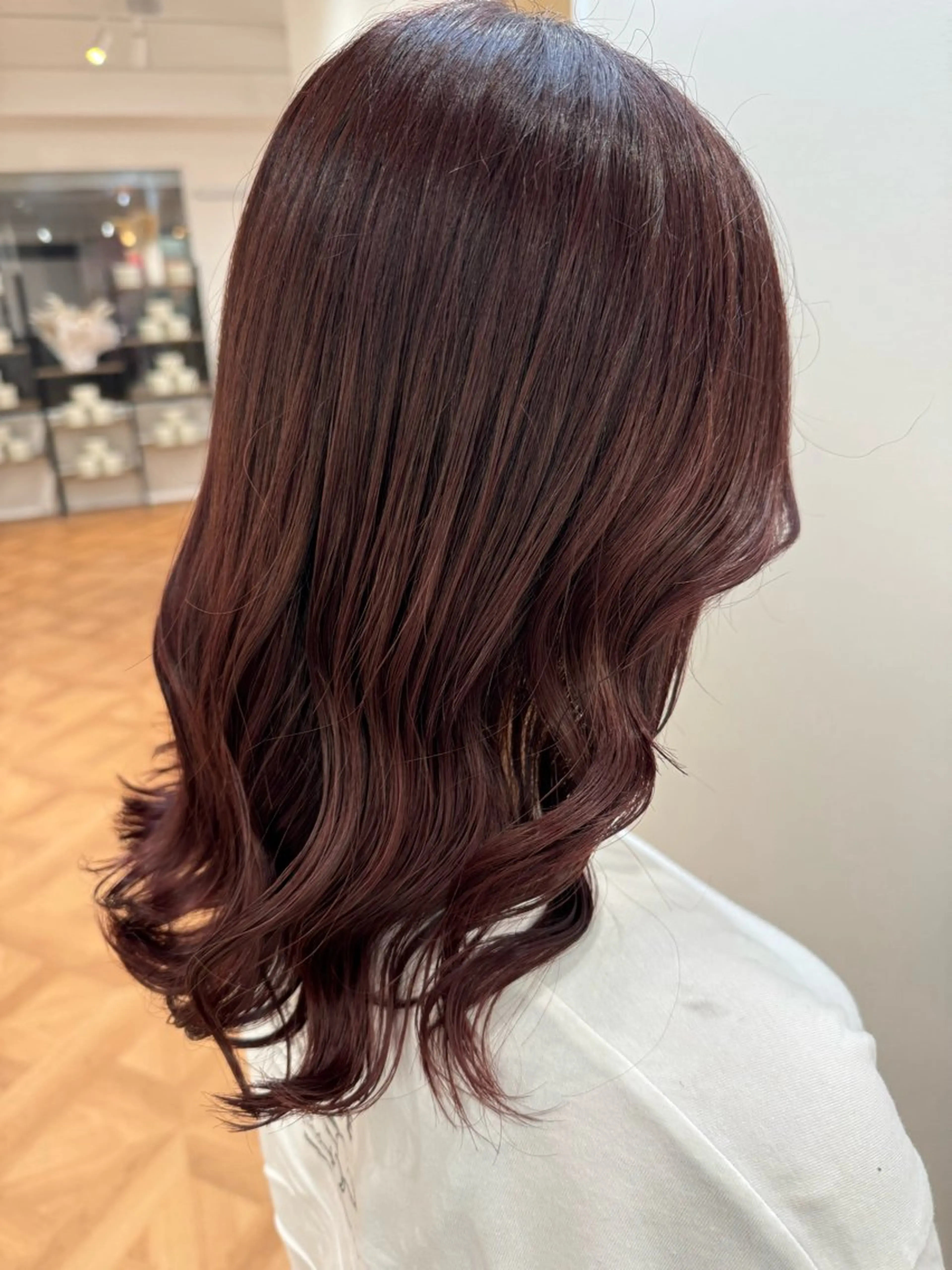 セミロング カラー ブラウンカラー ピンクカラー ピンクブラウン 佐々木 有彩のヘアスタイル