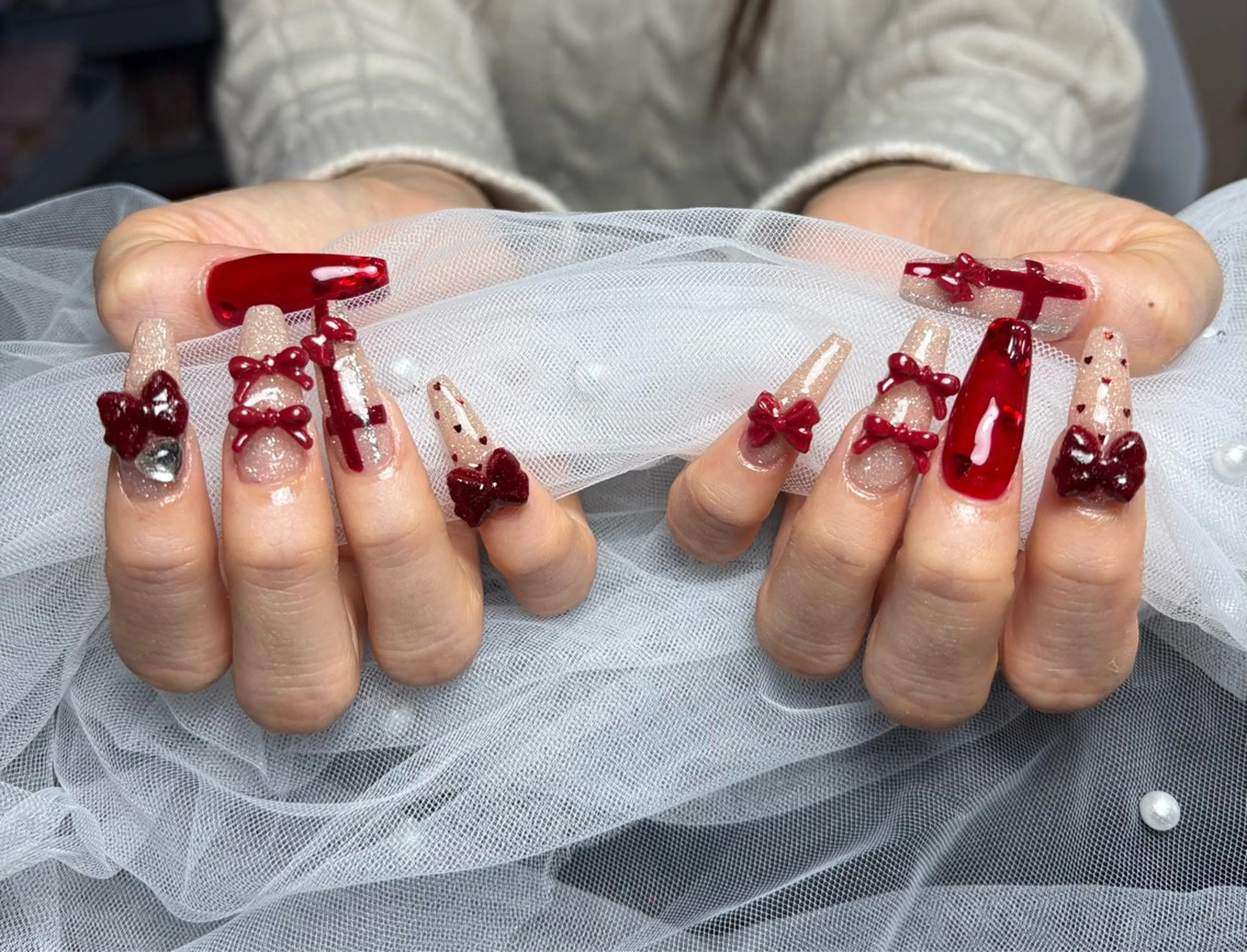 ネイル アートネイル 長さ出し ジェルネイル マグネットネイル ニュアンスネイル なな_ CloudyChanのネイルデザイン