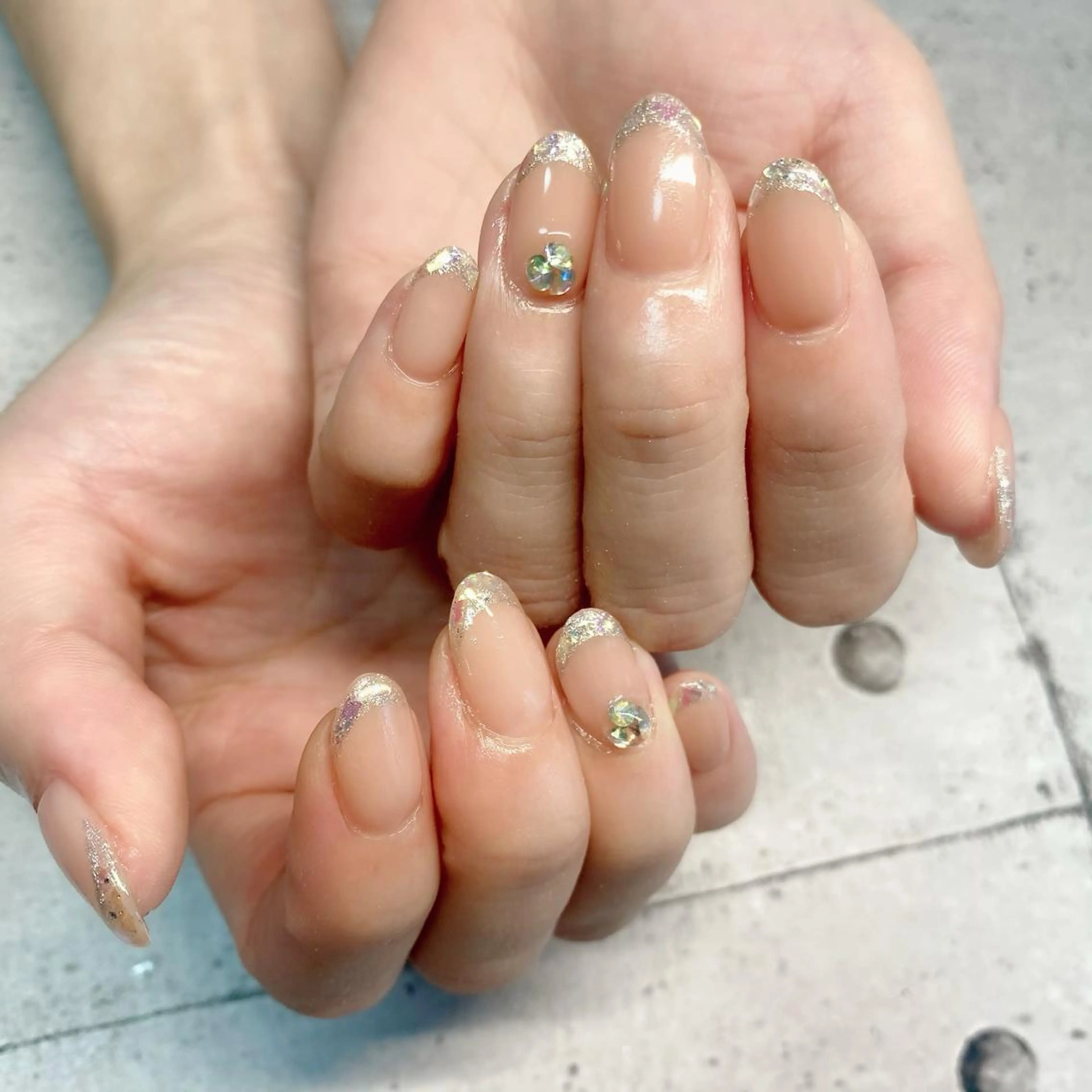 ネイル フレンチネイル ガラスフレンチ nail salon あんびのネイルデザイン