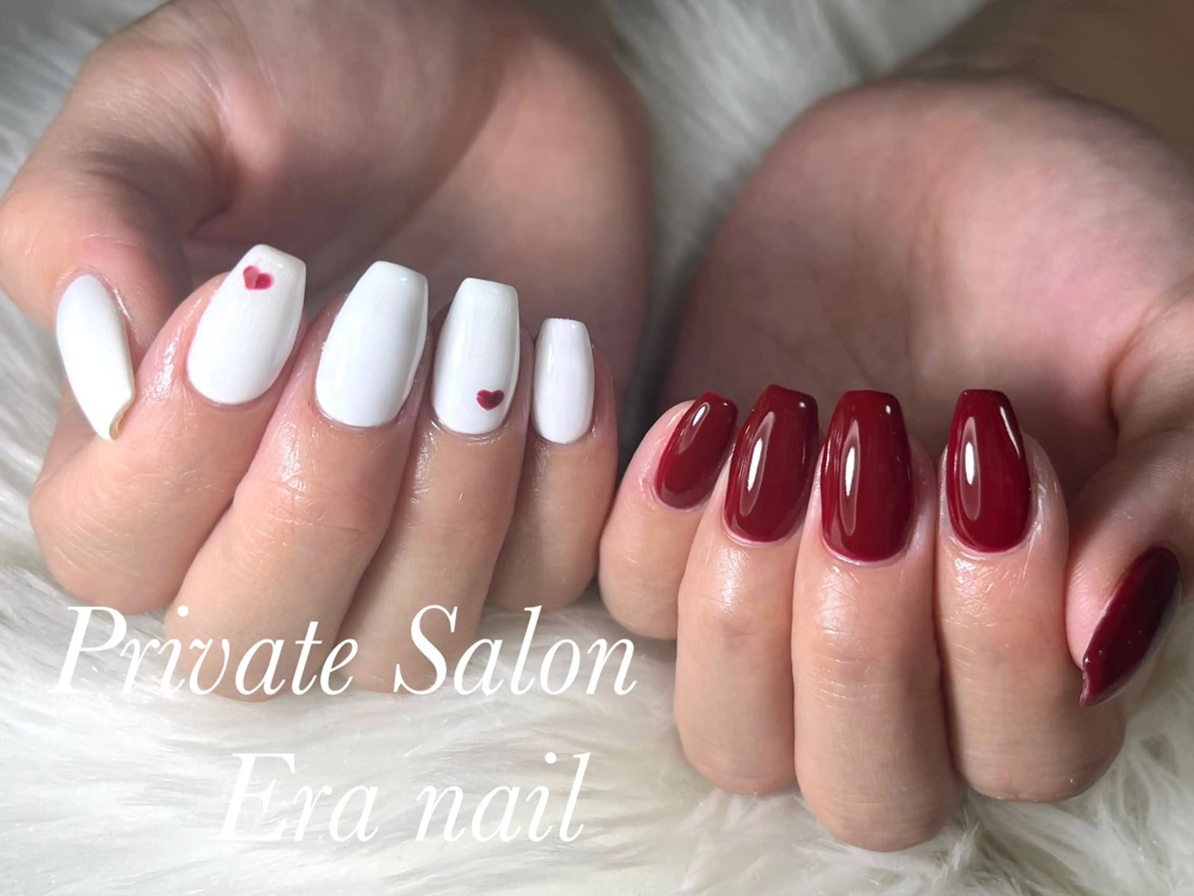 ネイル ボルドー ハート Era nailのネイルデザイン