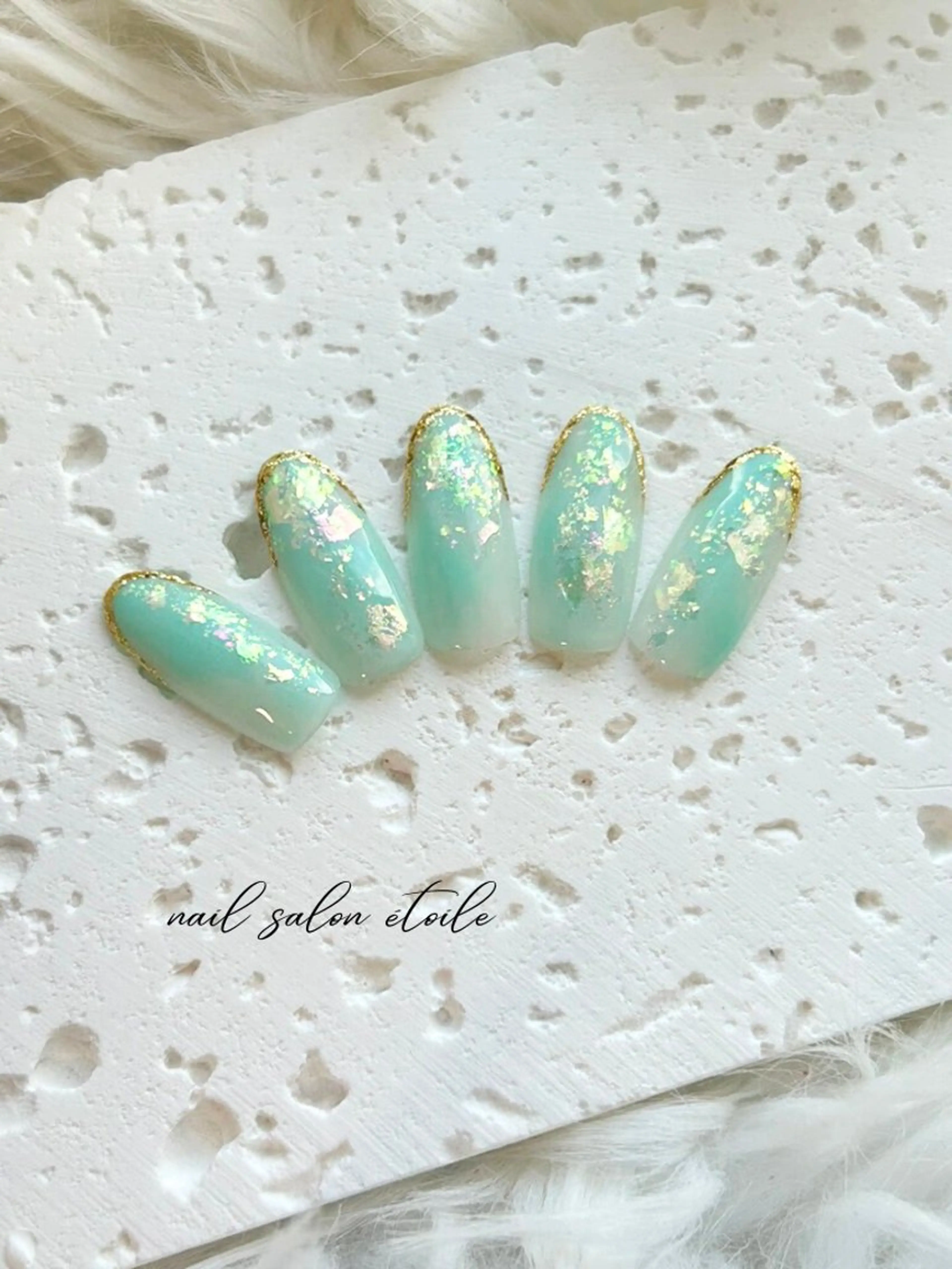 ネイル オーロラネイル フレンチネイル ニュアンスネイル 夏ネイル ハンドネイル nail salon étoileのネイルデザイン