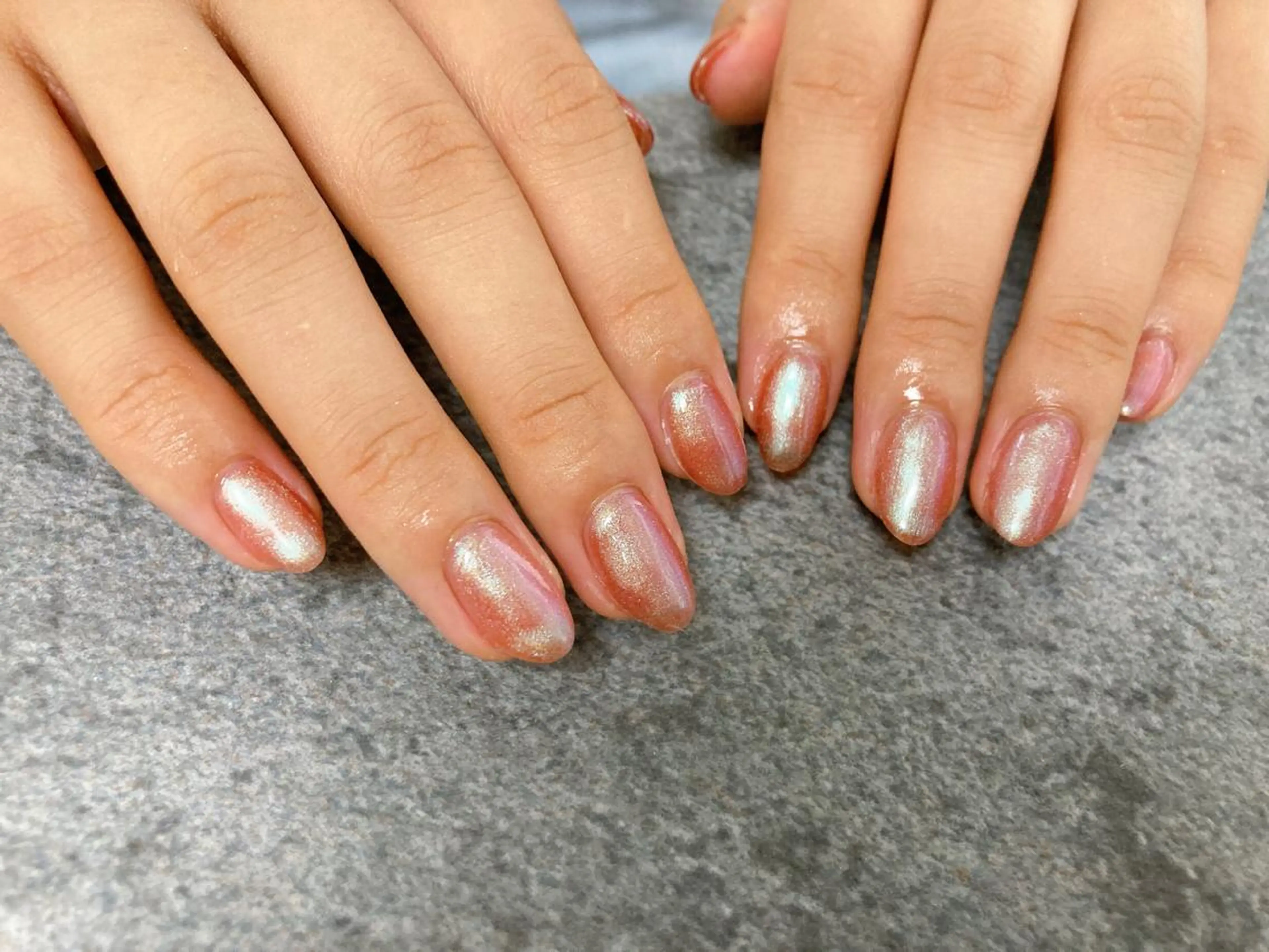 ネイル ブラウン オレンジ ハンドネイル mogunail &blowのネイルデザイン