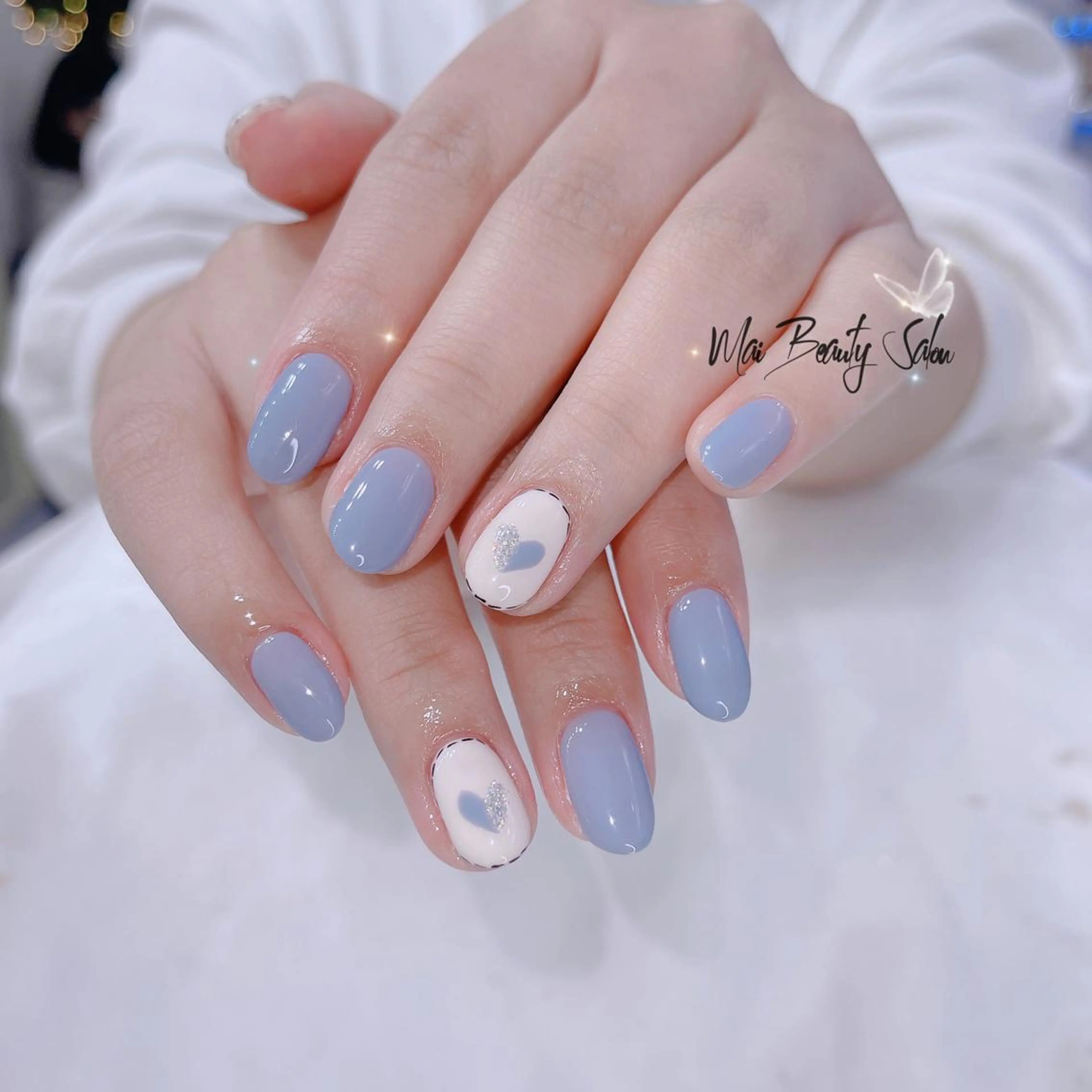 ネイル オーロラネイル 長さ出し フラッシュネイル フレンチネイル ジェルネイル MaiBeauty HaNaのネイルデザイン