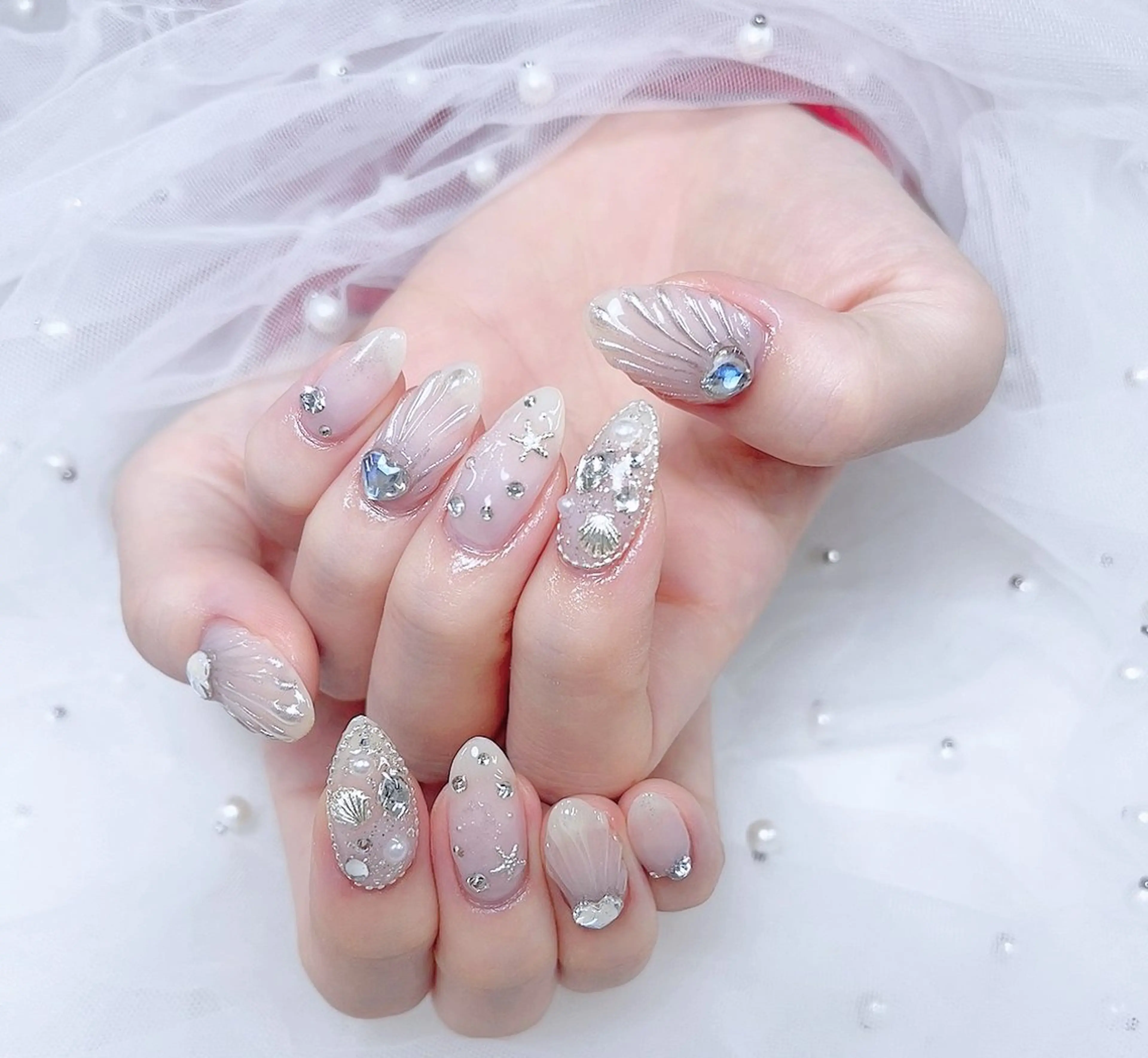 ネイル アートネイル フットネイル フレンチネイル ジェルネイル ガラスフレンチ ハンドネイル ╹◡╹Mimoミモ Eye&Nailのマツエク・マツパデザイン