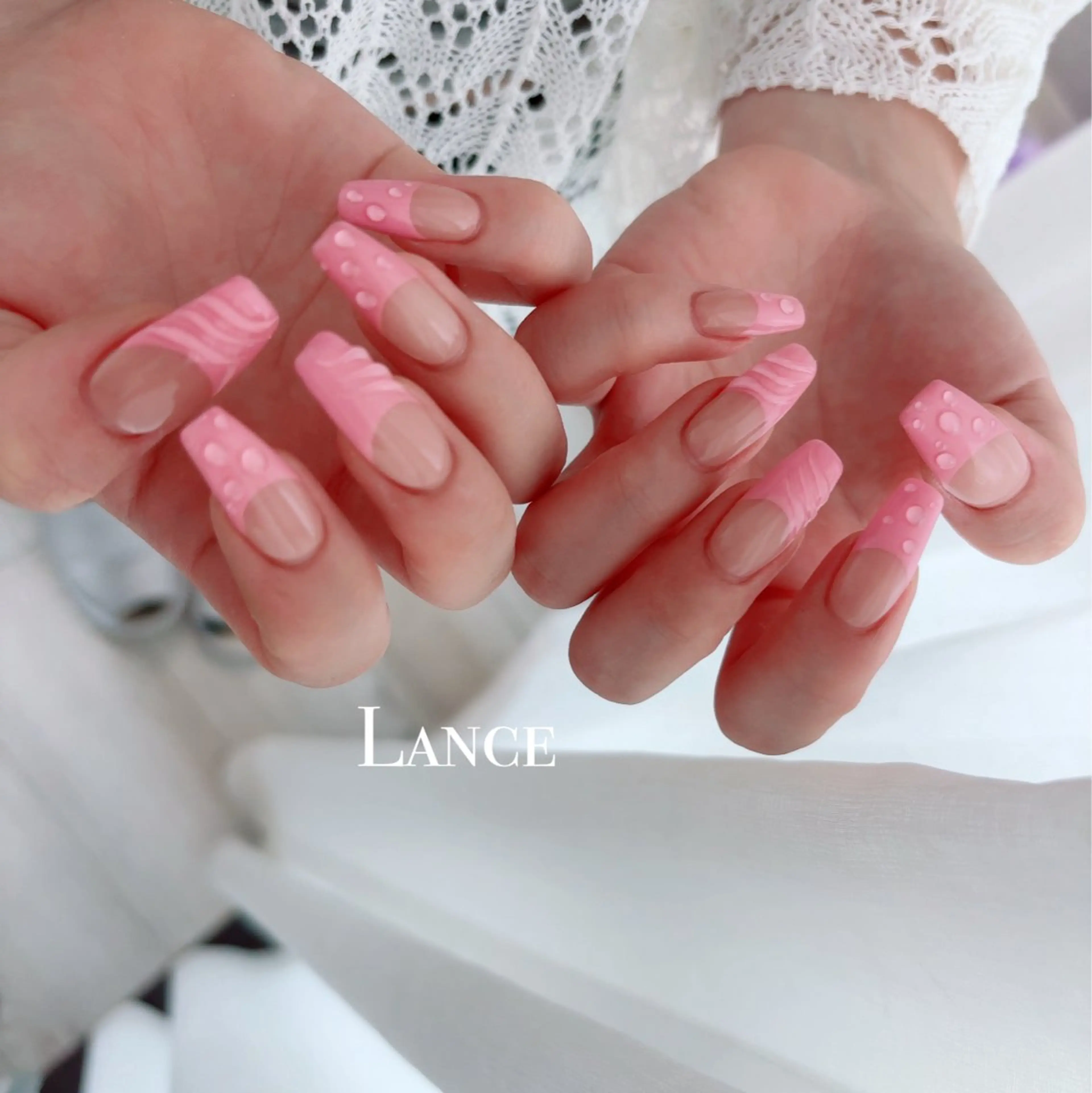 ネイル オーロラネイル フットネイル フレンチネイル ハート キラキラネイル Lance nailのネイルデザイン