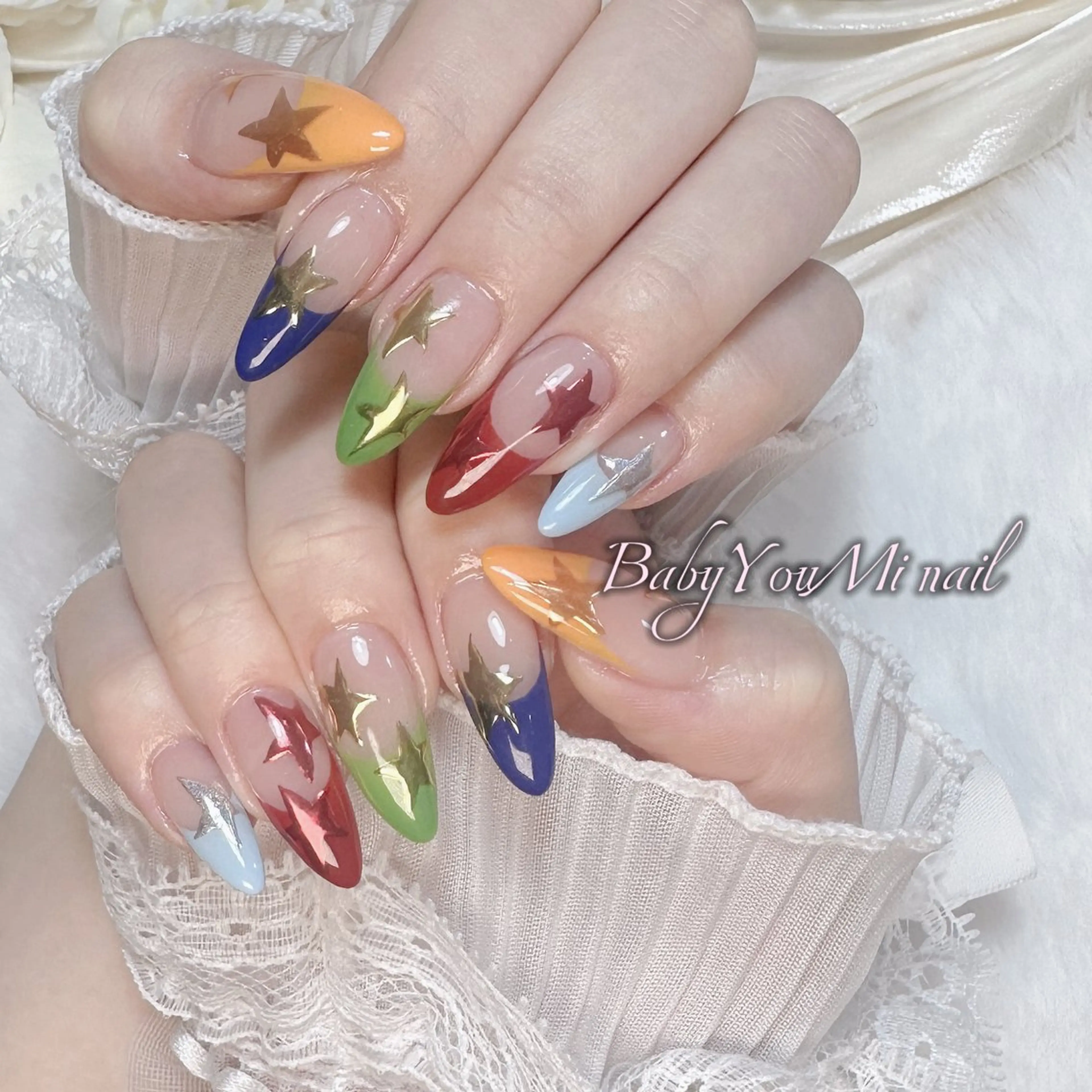 ネイル オーロラネイル チークネイル 成人式 フットネイル フレンチネイル ハンドネイル BabyYouMi nailのネイルデザイン
