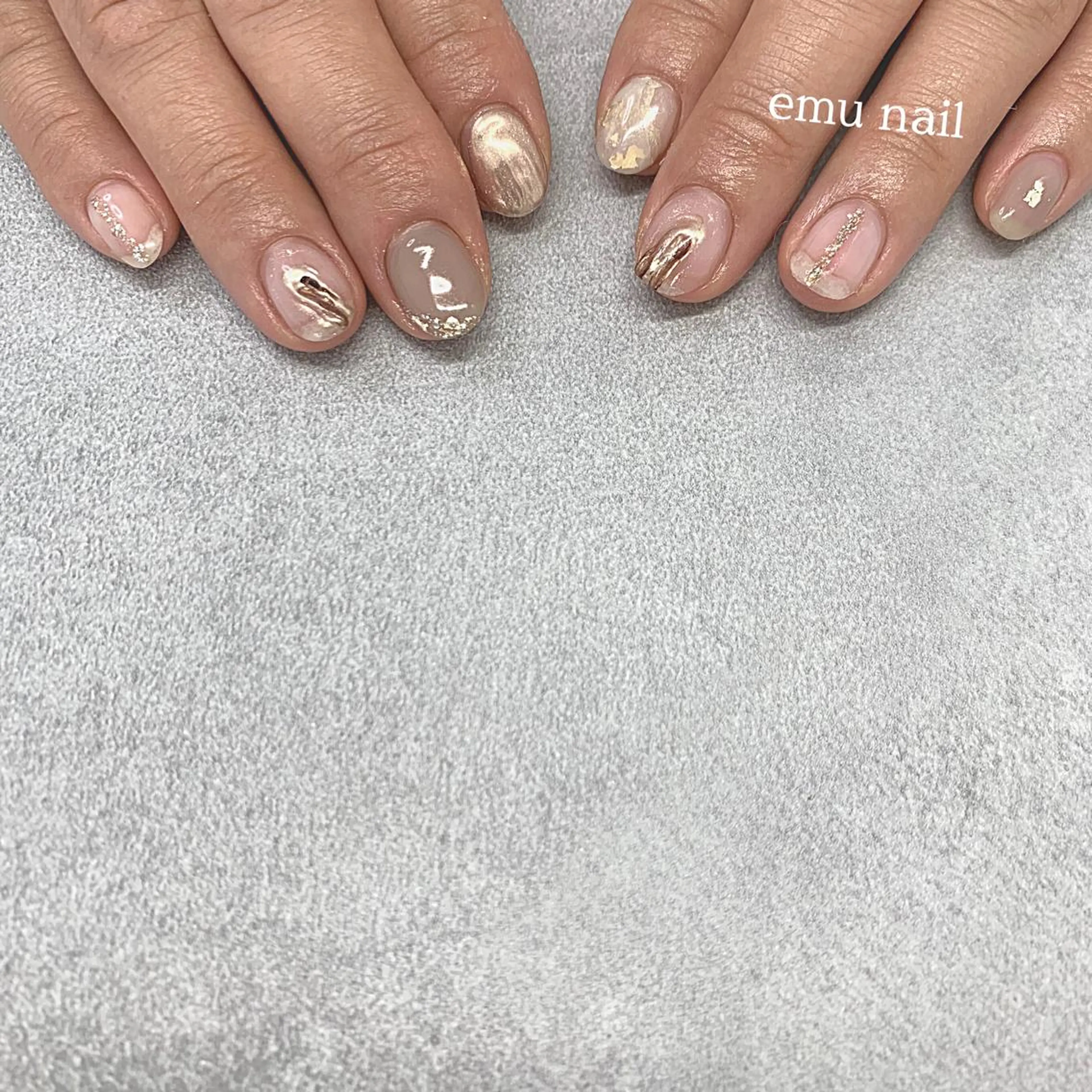 ネイル 大理石ネイル(マーブル) ショートネイル ホワイト emu nailのネイルデザイン