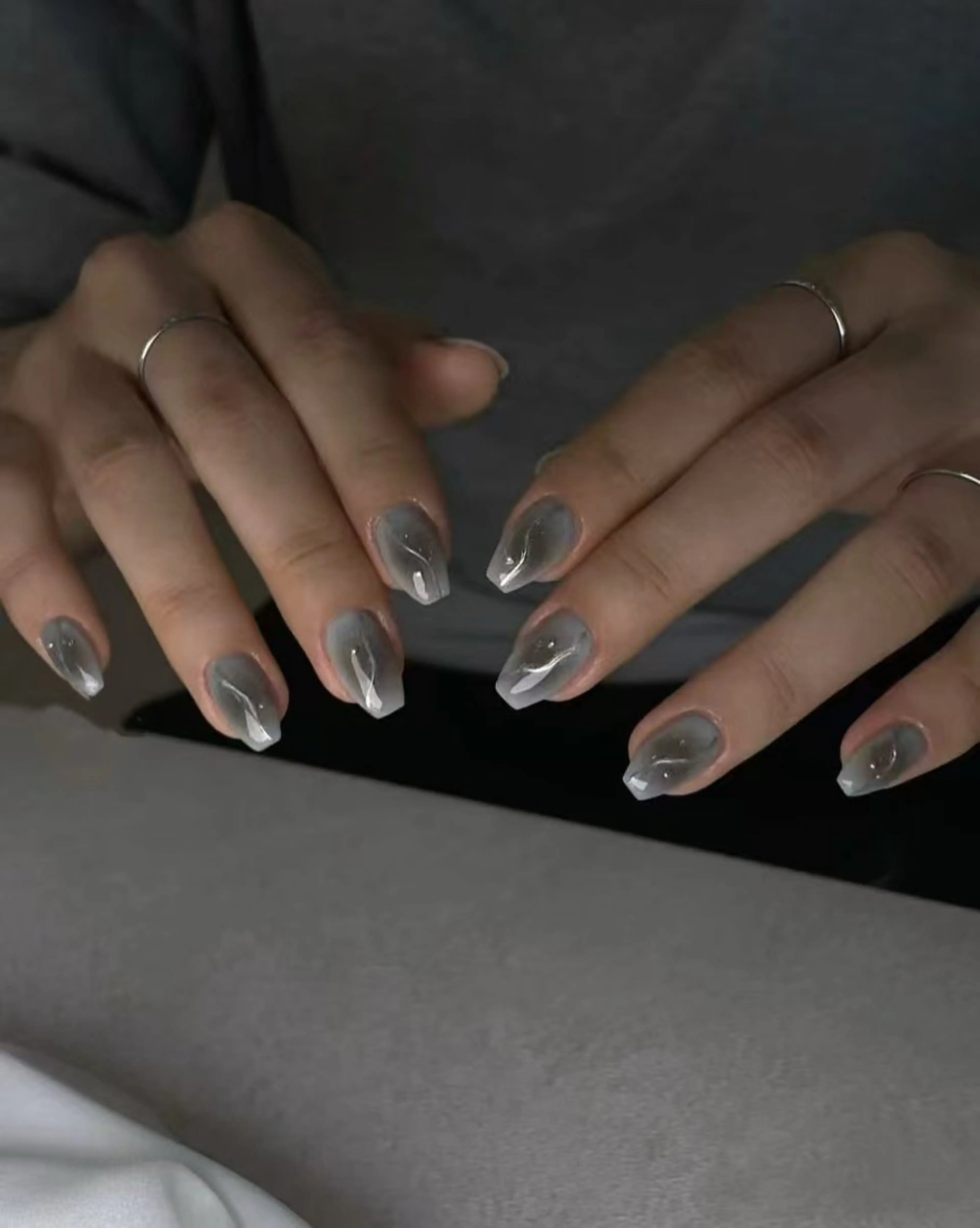 ネイル フラワーネイル フレンチネイル ジェルネイル ガラスフレンチ ハート ハンドネイル BabyYouMi nailのネイルデザイン