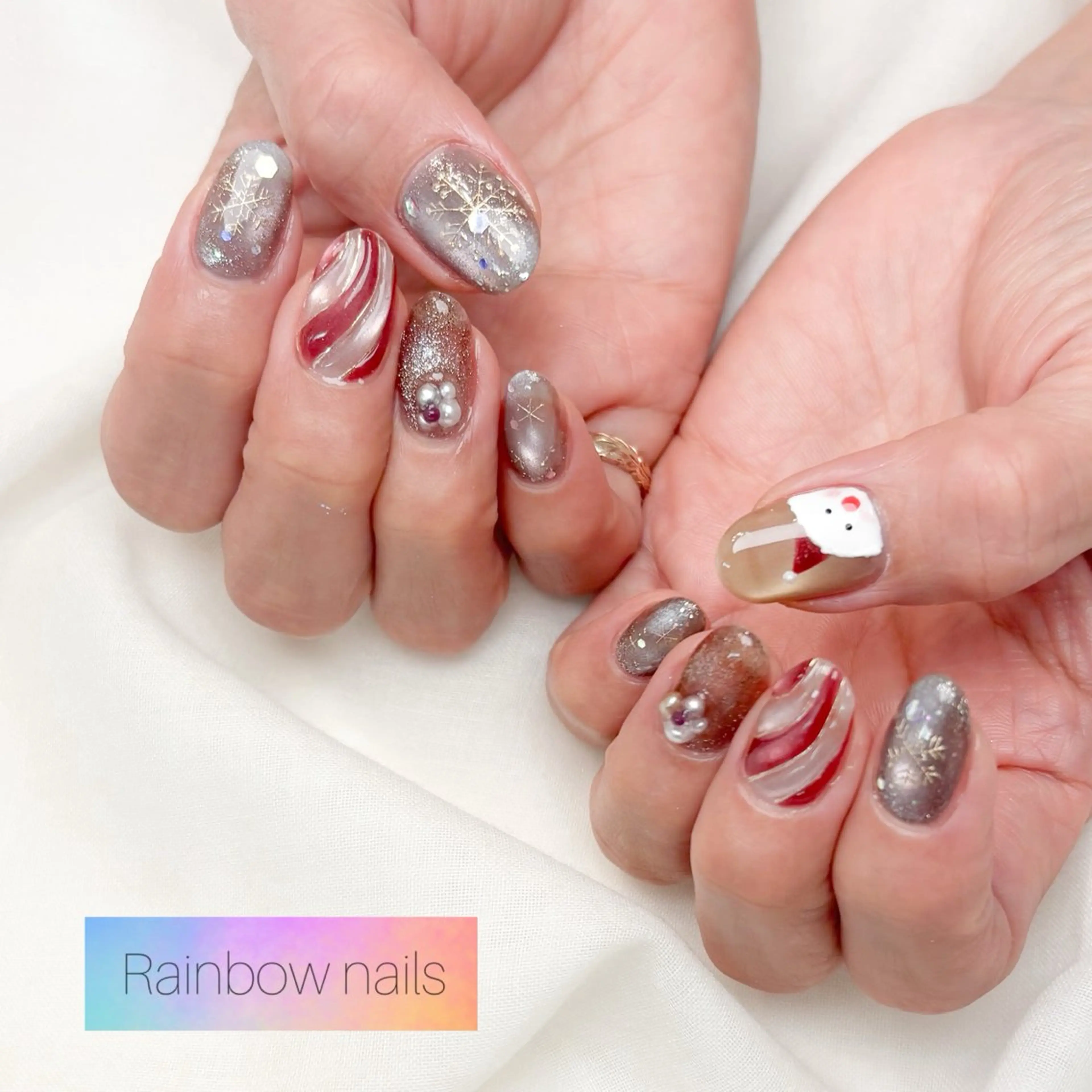 ネイル ハンドネイル Rainbow nailsくろちゃんのネイルデザイン