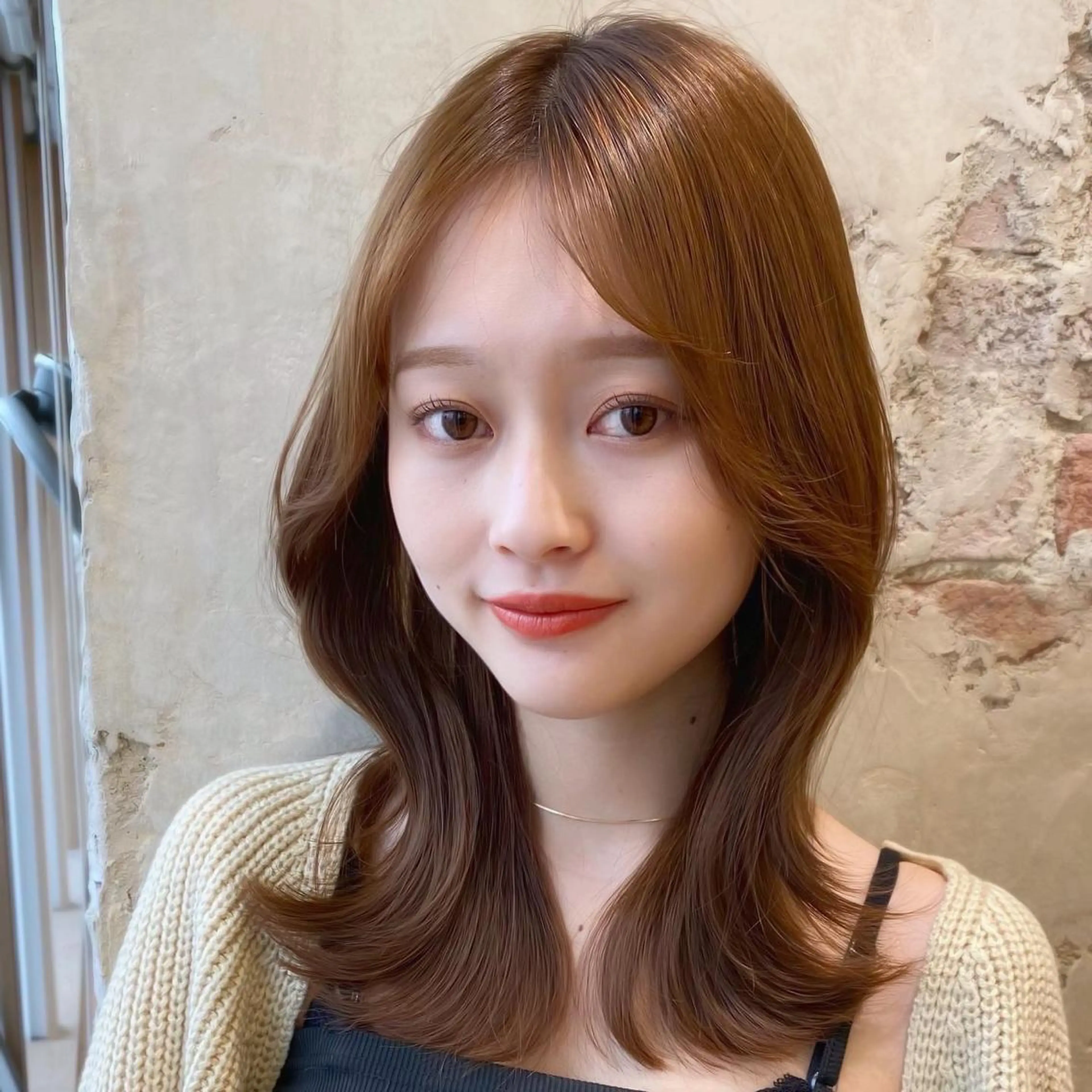 ミディアム カラー 顔まわりカット🌟 くびれヘア/寺門遥輝のヘアスタイル