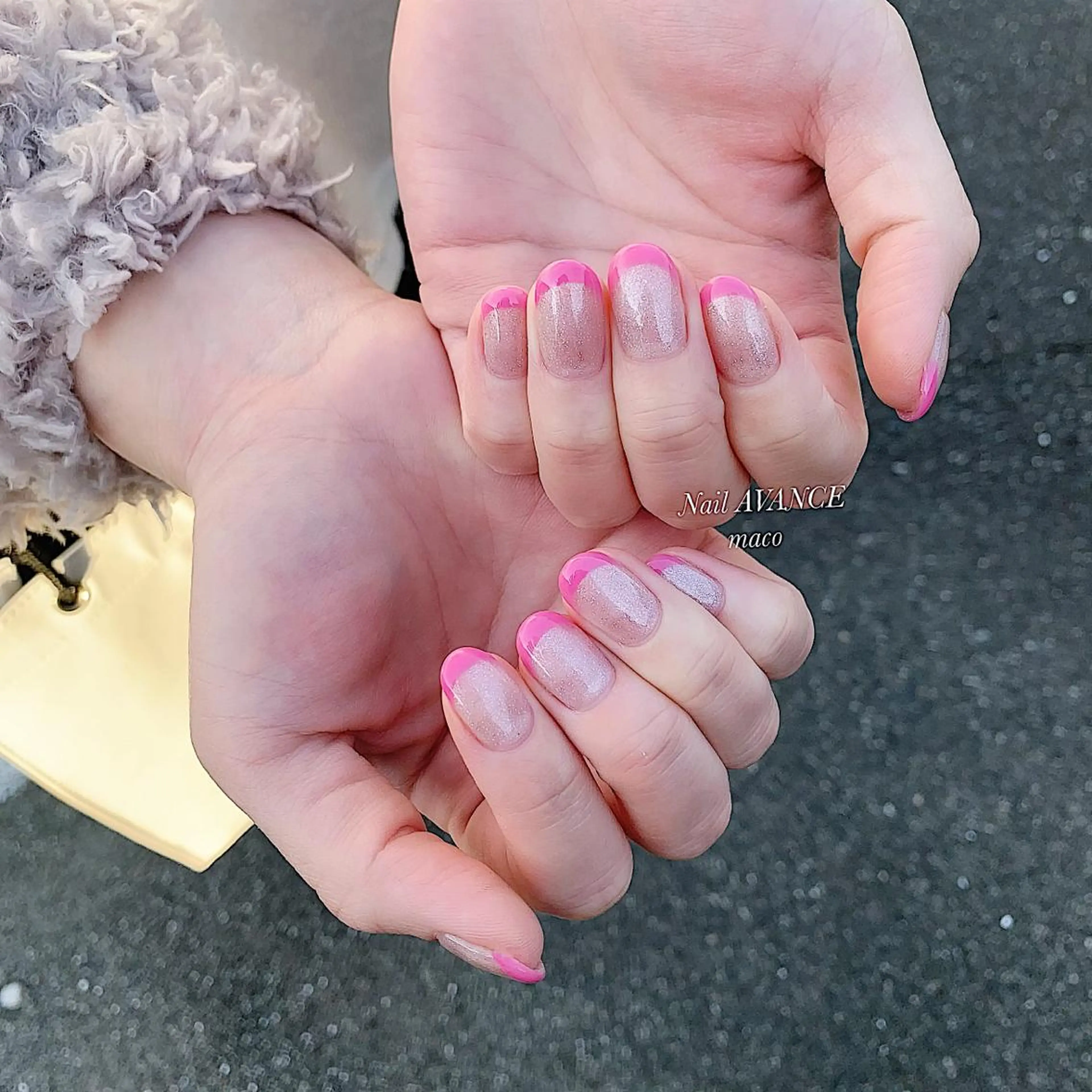 ネイル フレンチネイル ラメ(グリッター) salon de Cheliのネイルデザイン