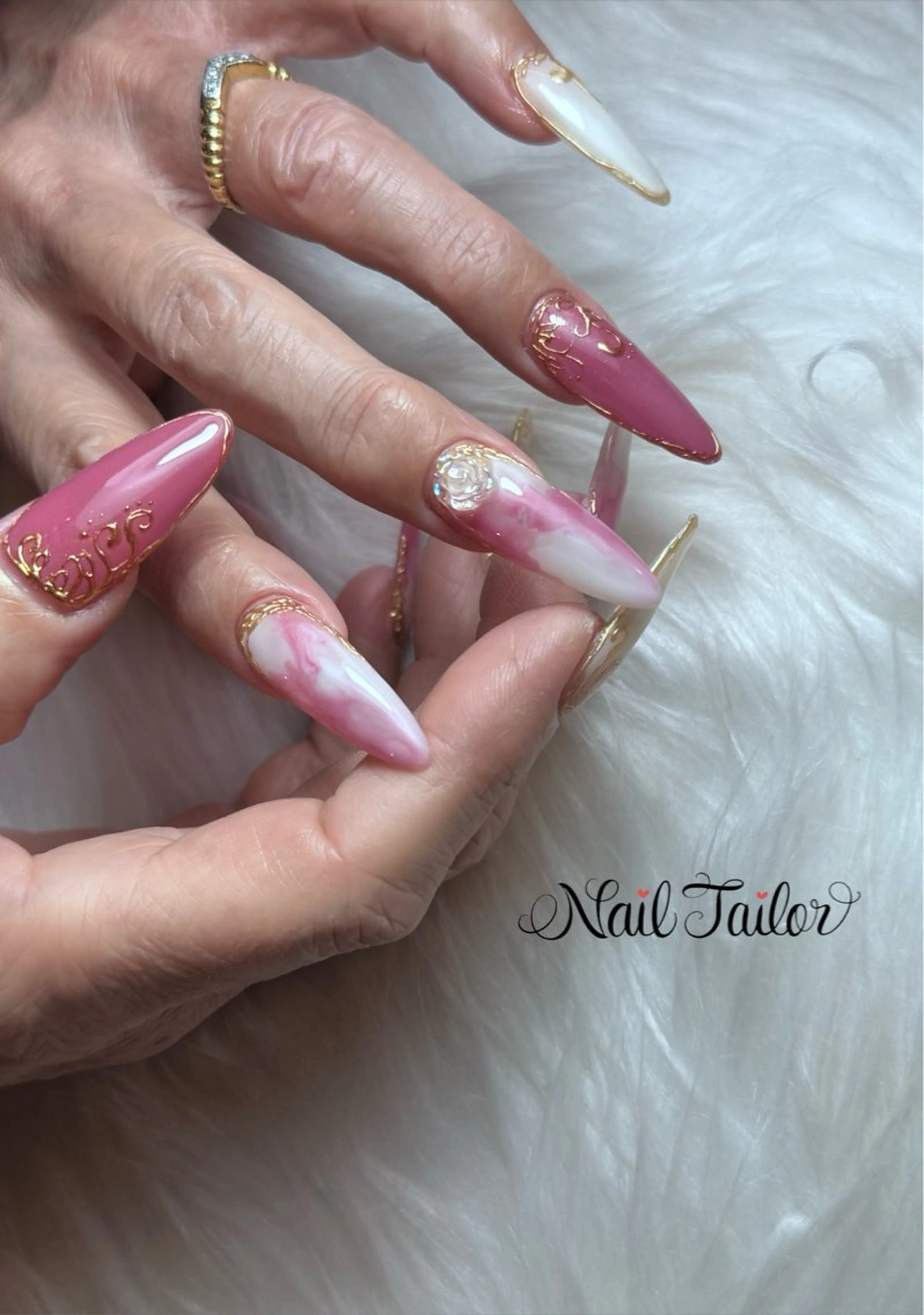 ネイル アートネイル ゴージャス ロングネイル ミラーネイル 持ち込み ハンドネイル NailTailor ネイルテイラーのネイルデザイン