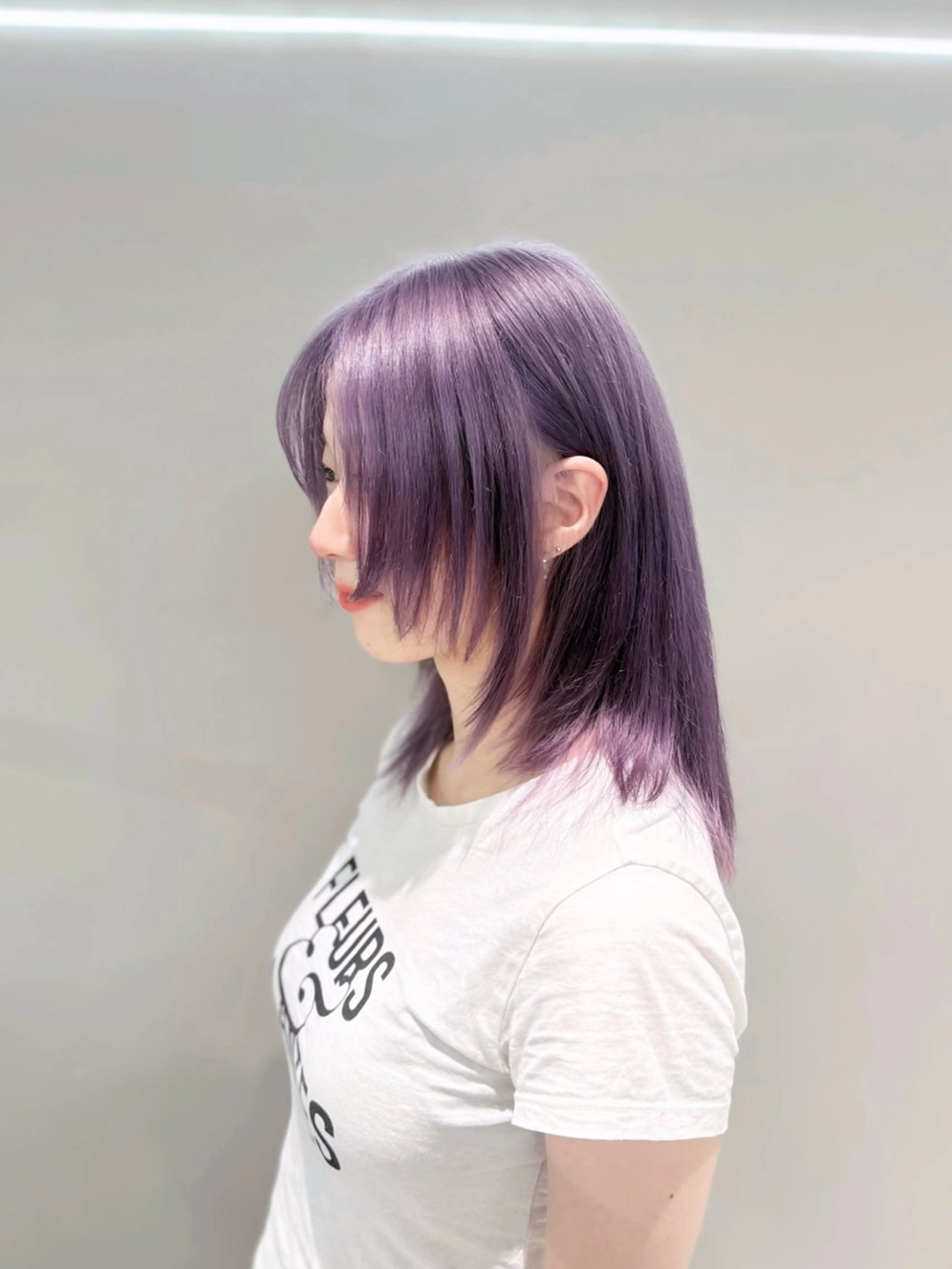 セミロング カラー ブリーチ ラベンダーカラー RIHO🎀 名駅 ハイトーン×顔周りのヘアスタイル