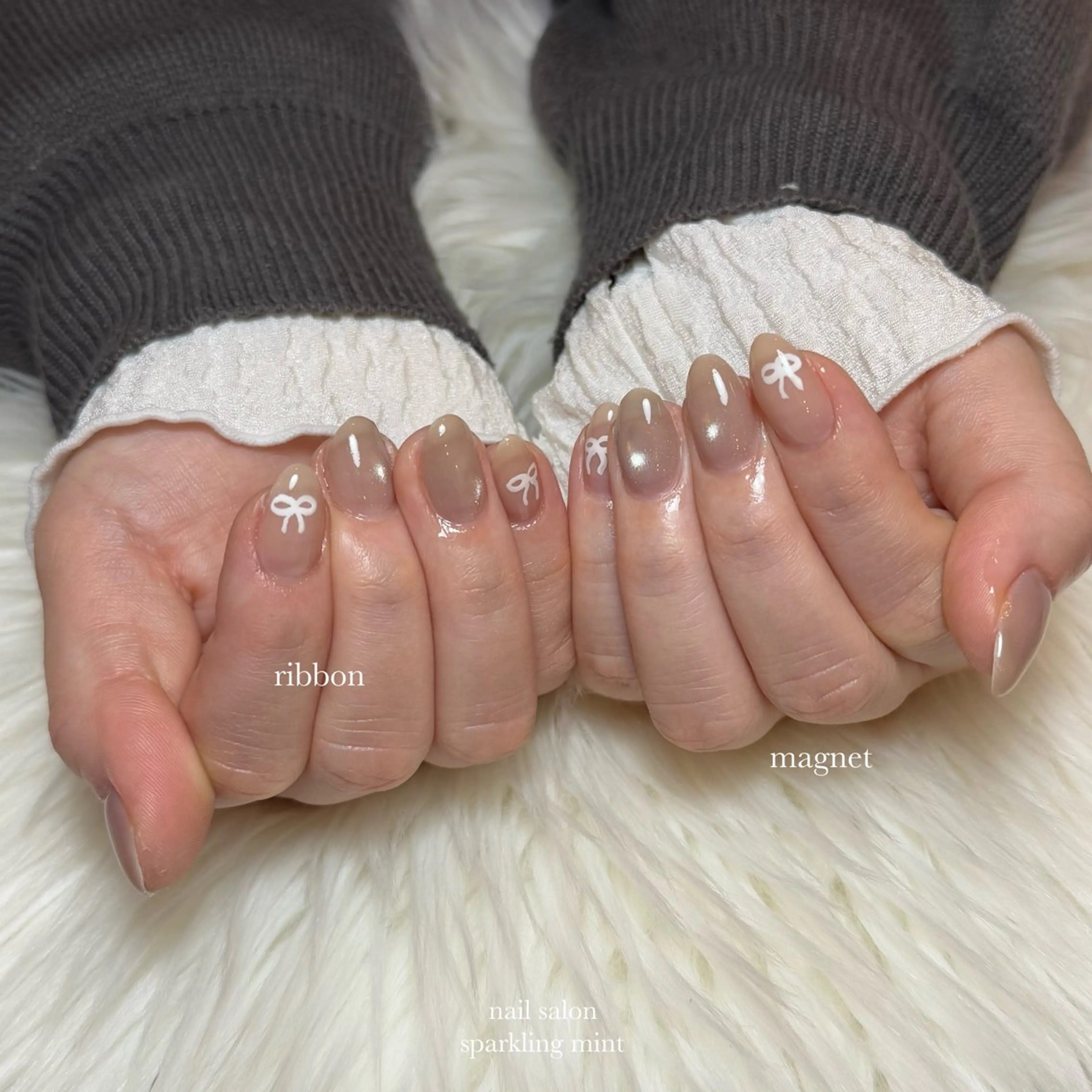 ネイル 氷ネイル・うるうるネイル リボン natsuki 🎀💎モデル様募集のネイルデザイン