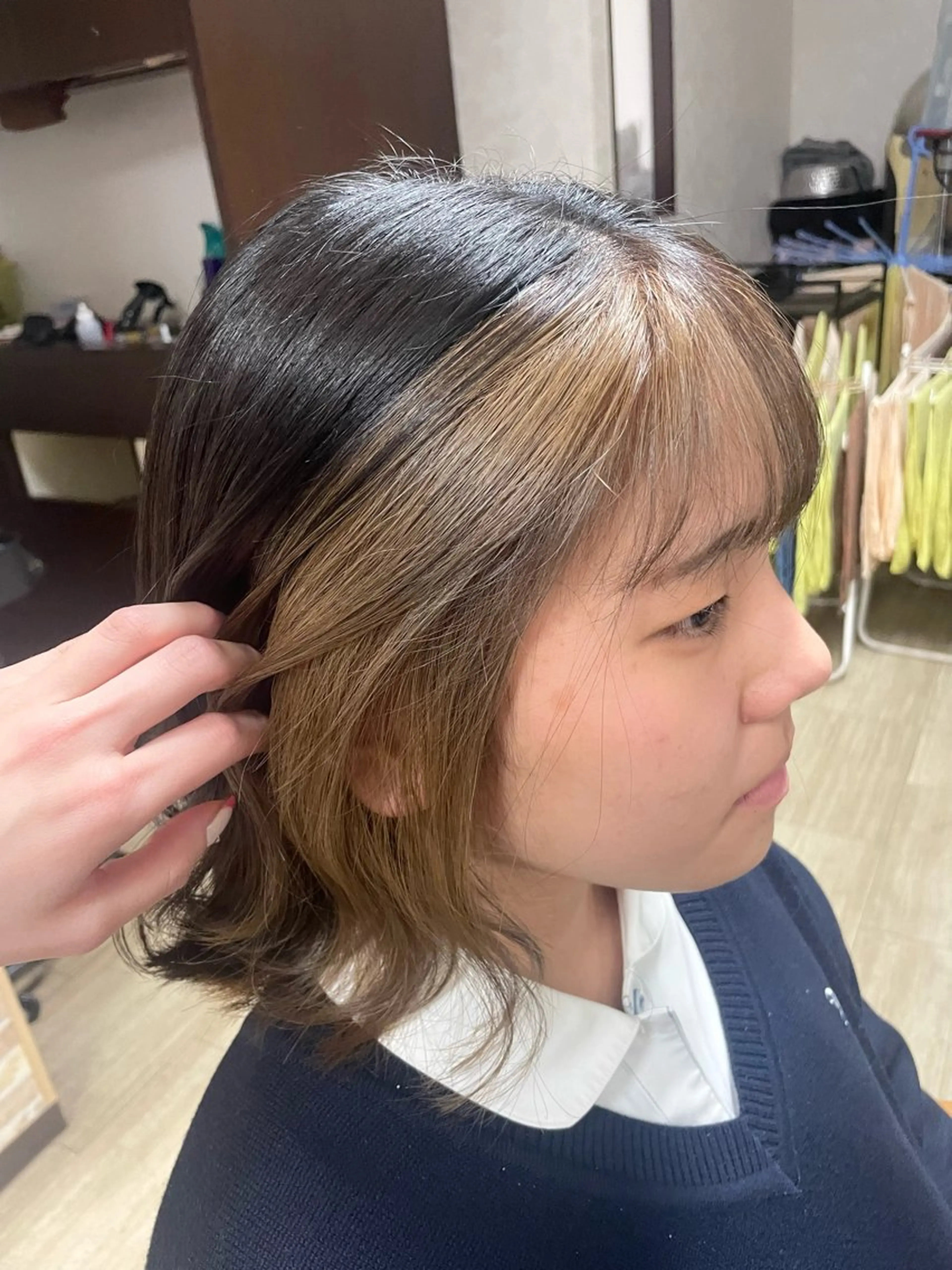 ミディアム カラー ミストバング ベージュカラー  フェイスフレーミング ヘアカラー 徳留 もも花のヘアスタイル