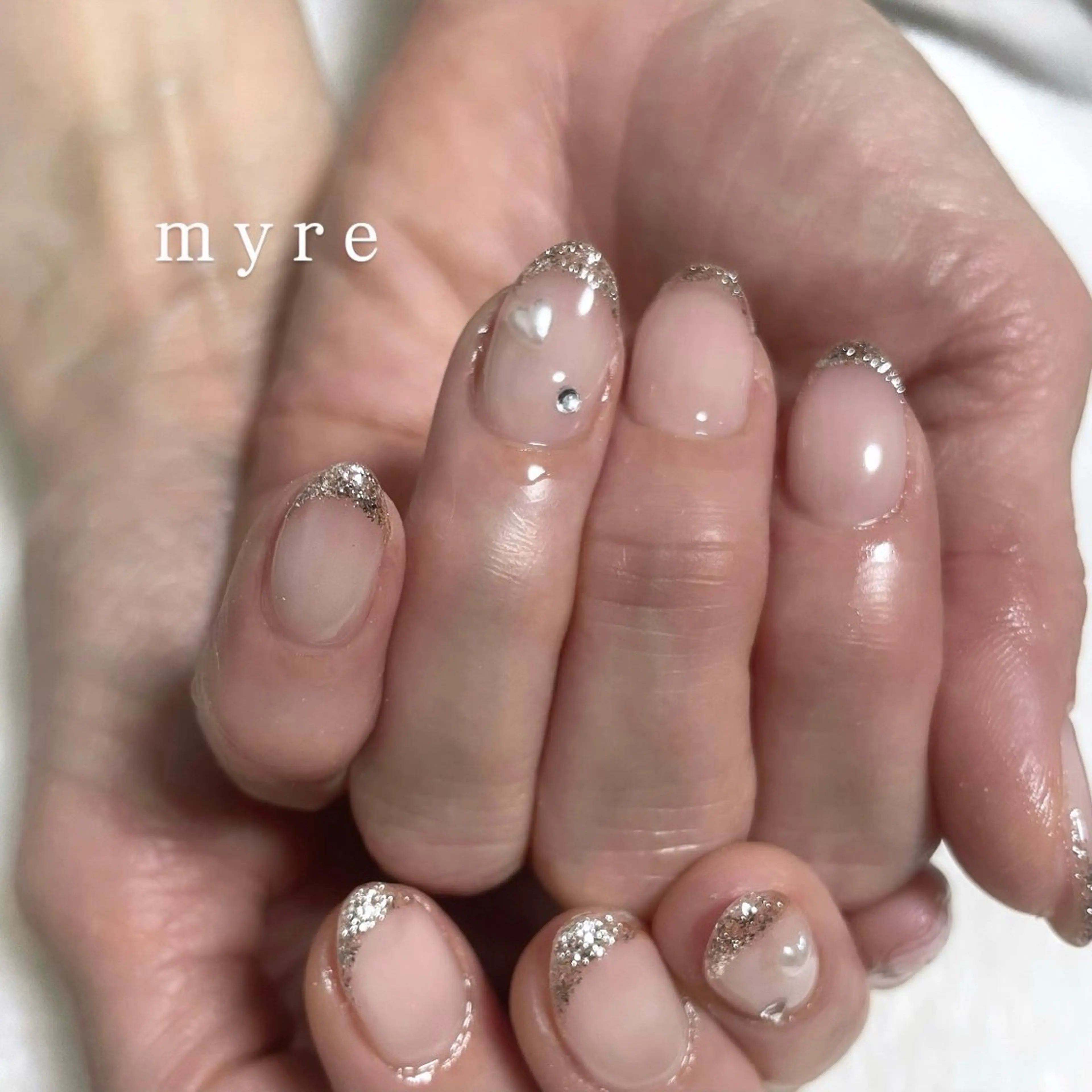 ネイル フレンチネイル ラメ(グリッター) nail salon myreのネイルデザイン