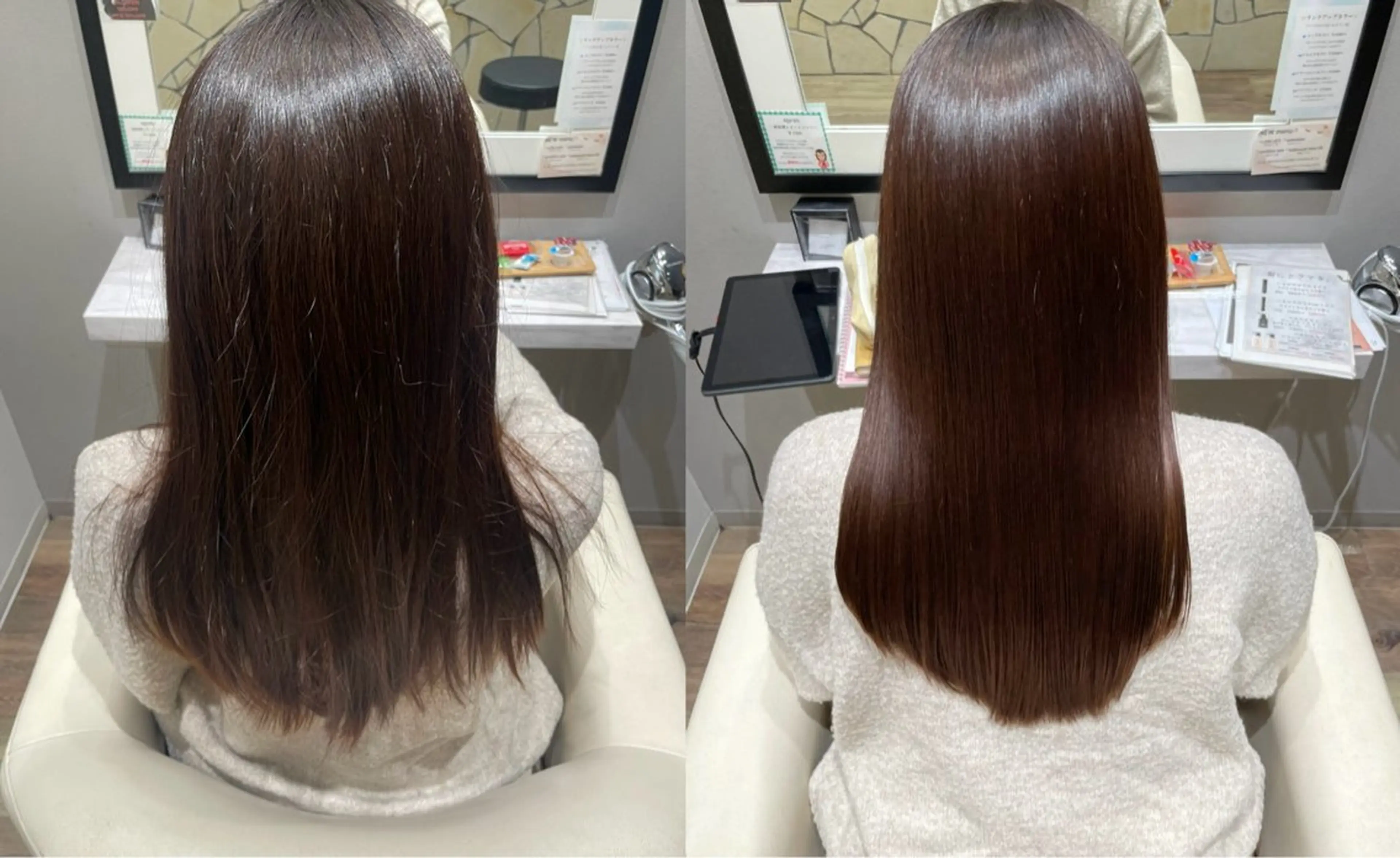 ロング パーマ 縮毛矯正 k-twoたき✨艶感 カラー/美髪矯正のヘアスタイル