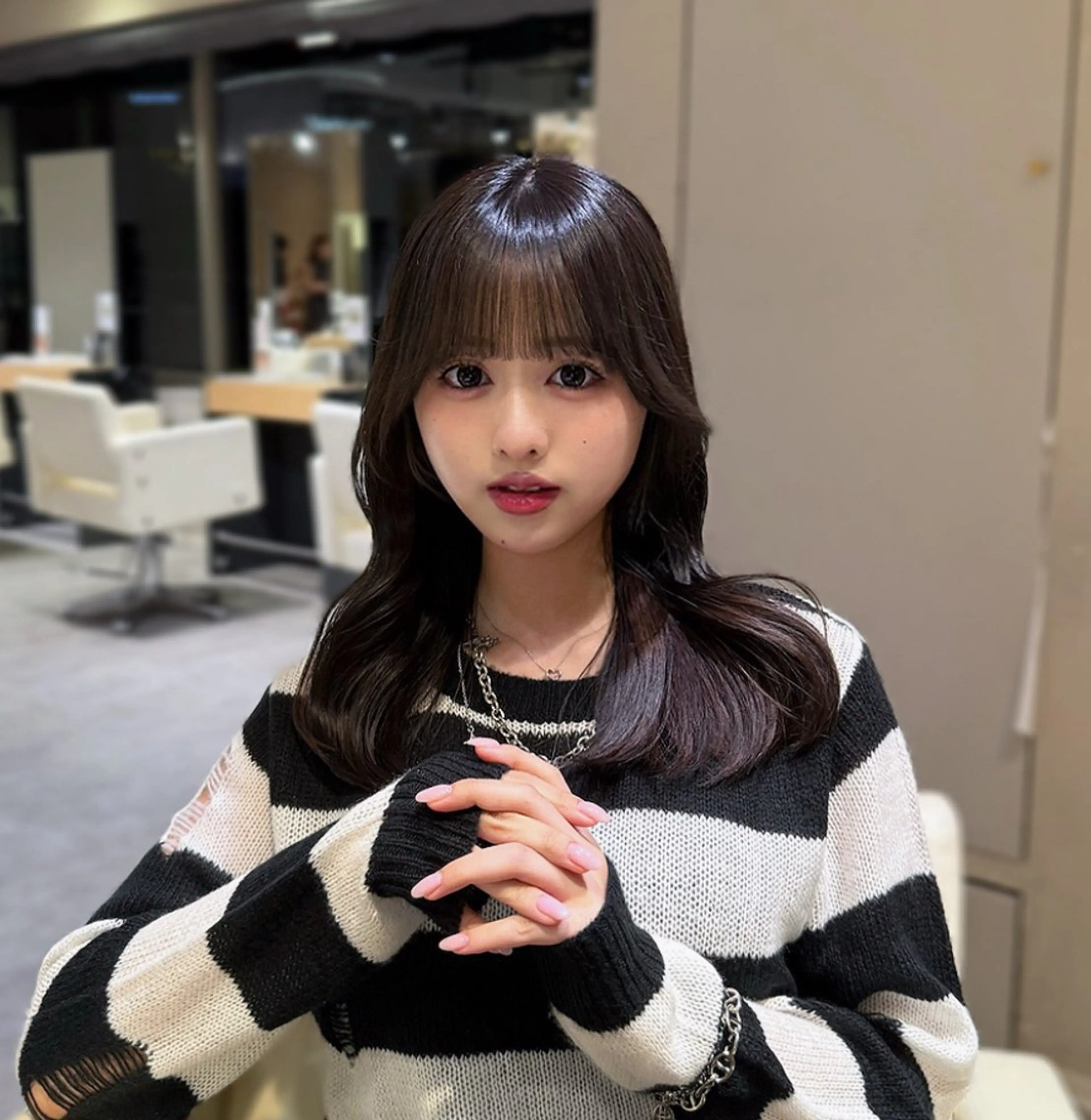 セミロング カット ヘアカラー トリートメント 谷 亜澄のヘアスタイル