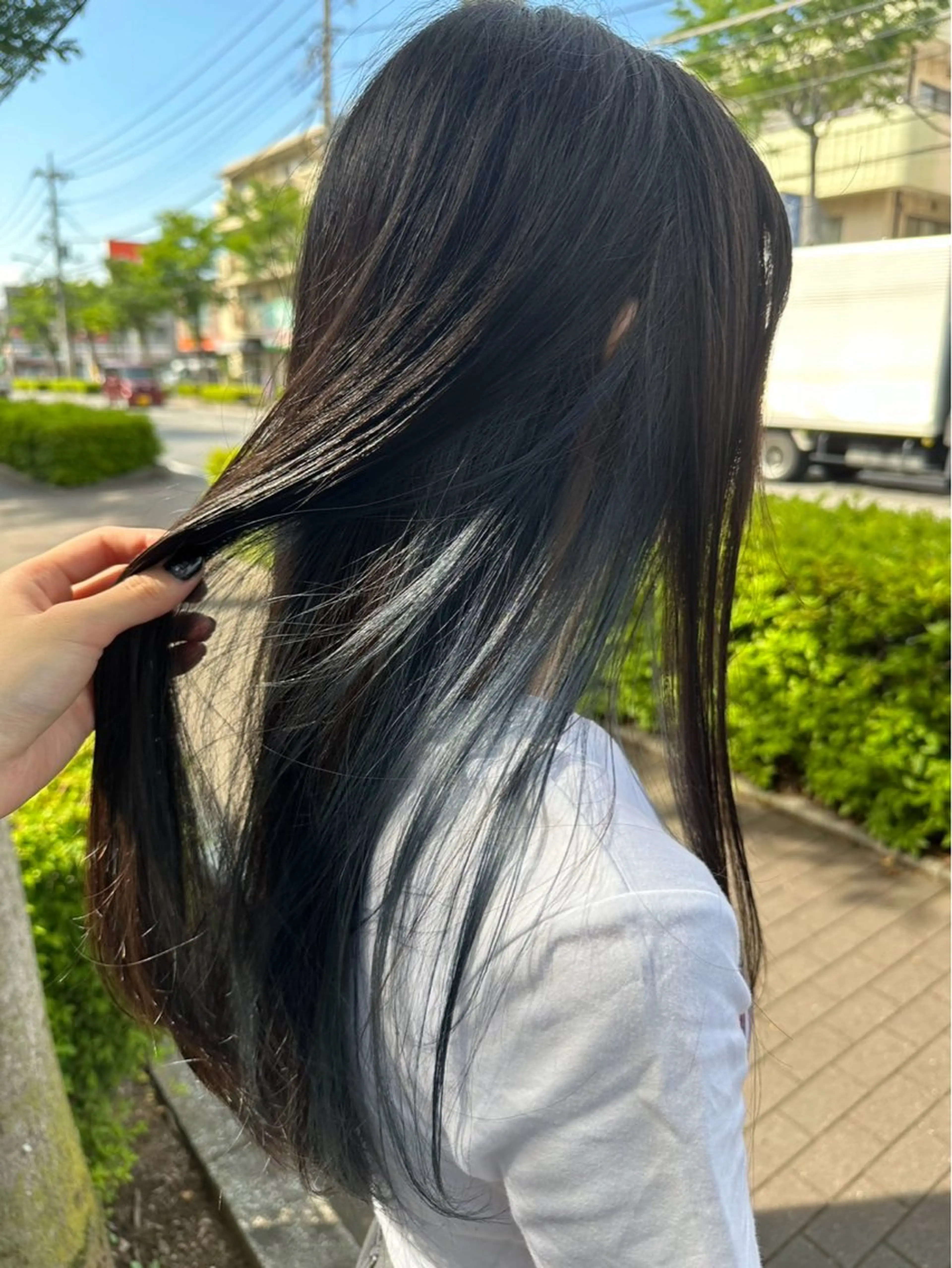 ロング カラー ブリーチ ブルーカラー Kasahara Akariのヘアスタイル