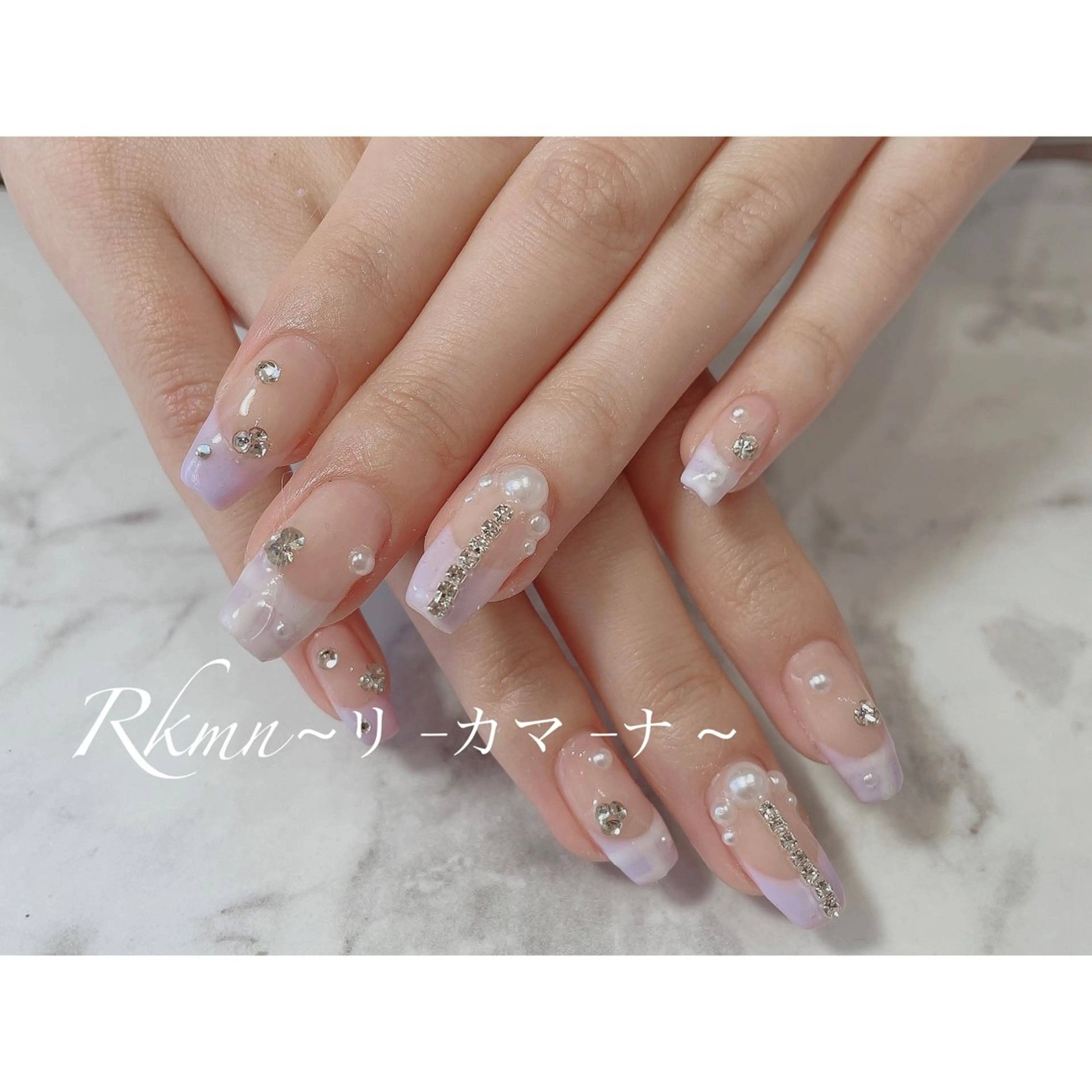 ネイル アートネイル フレンチネイル パステルネイル パープル 春ネイル ハンドネイル フットネイル ハンドケア Rkmn ~リ-カマ-ナ~のネイルデザイン