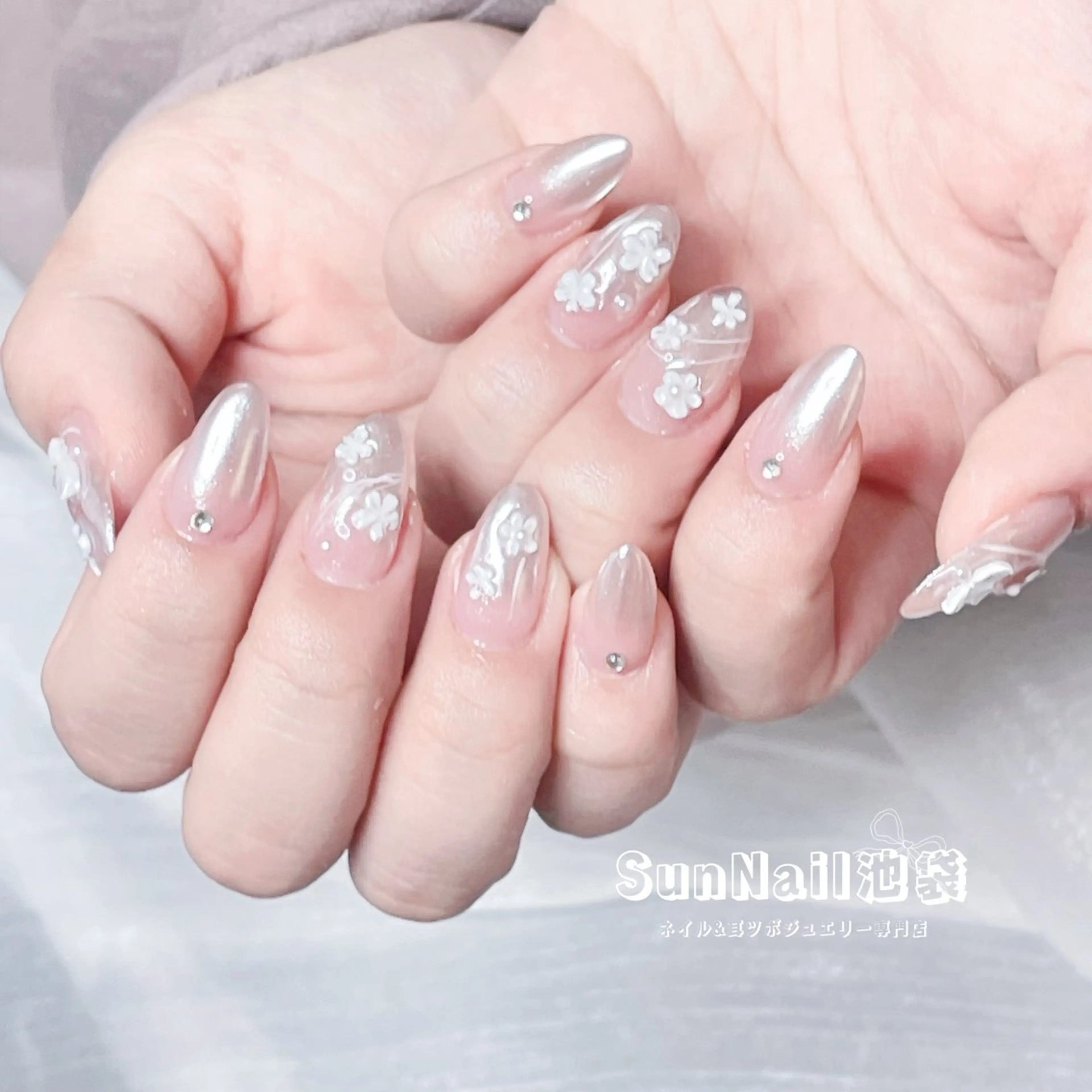 ネイル チークネイル 長さ出し フレンチネイル ガーリー 韓国ネイル ハンドネイル ハンドケア Sun Nail 池袋のエステ・リラクイメージ