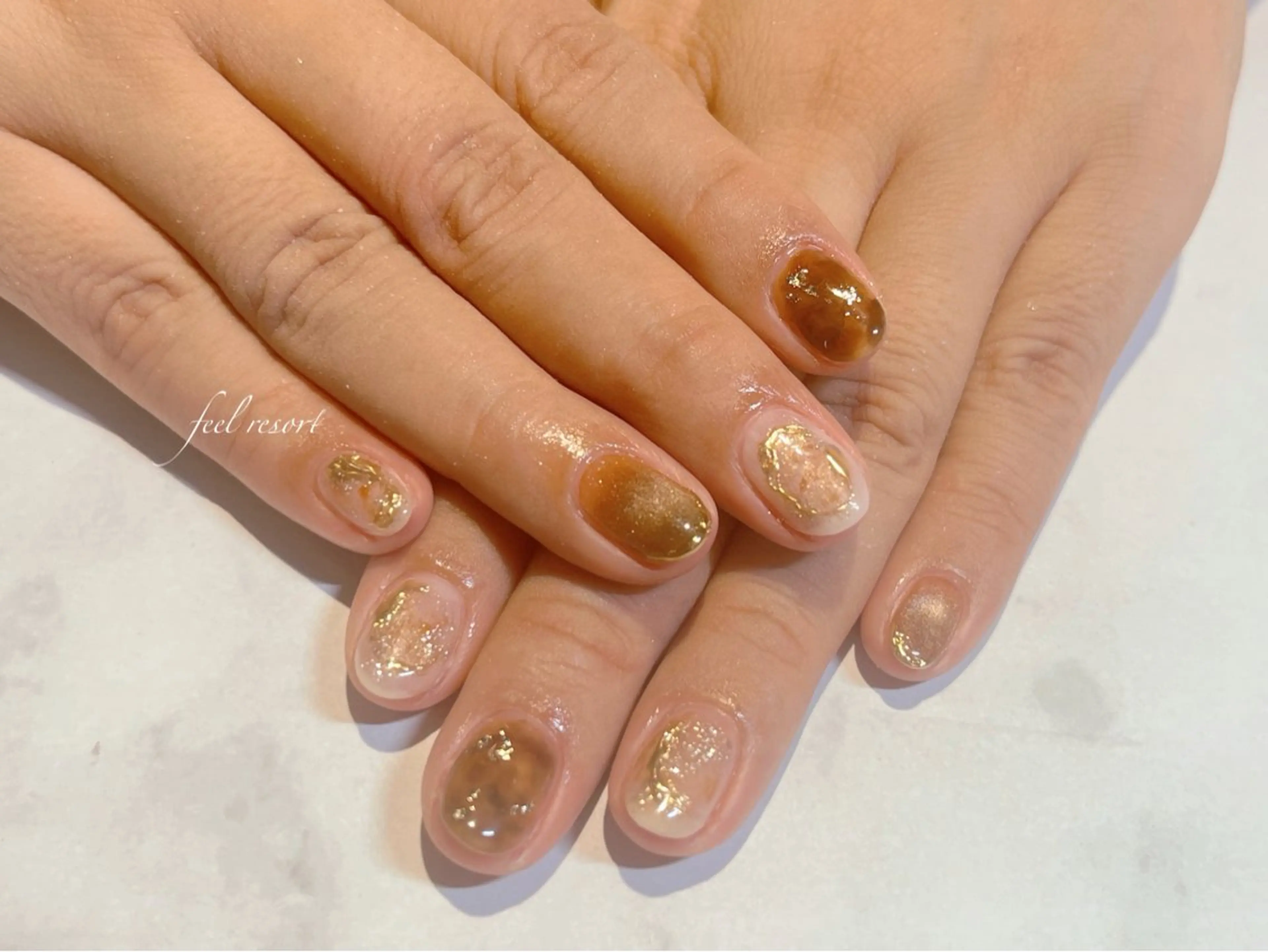 ネイル 長さ出し フットネイル フレンチネイル ジェルネイル ガラスフレンチ ハンドネイル Lien(リアン) 銀座駅6分のネイルデザイン