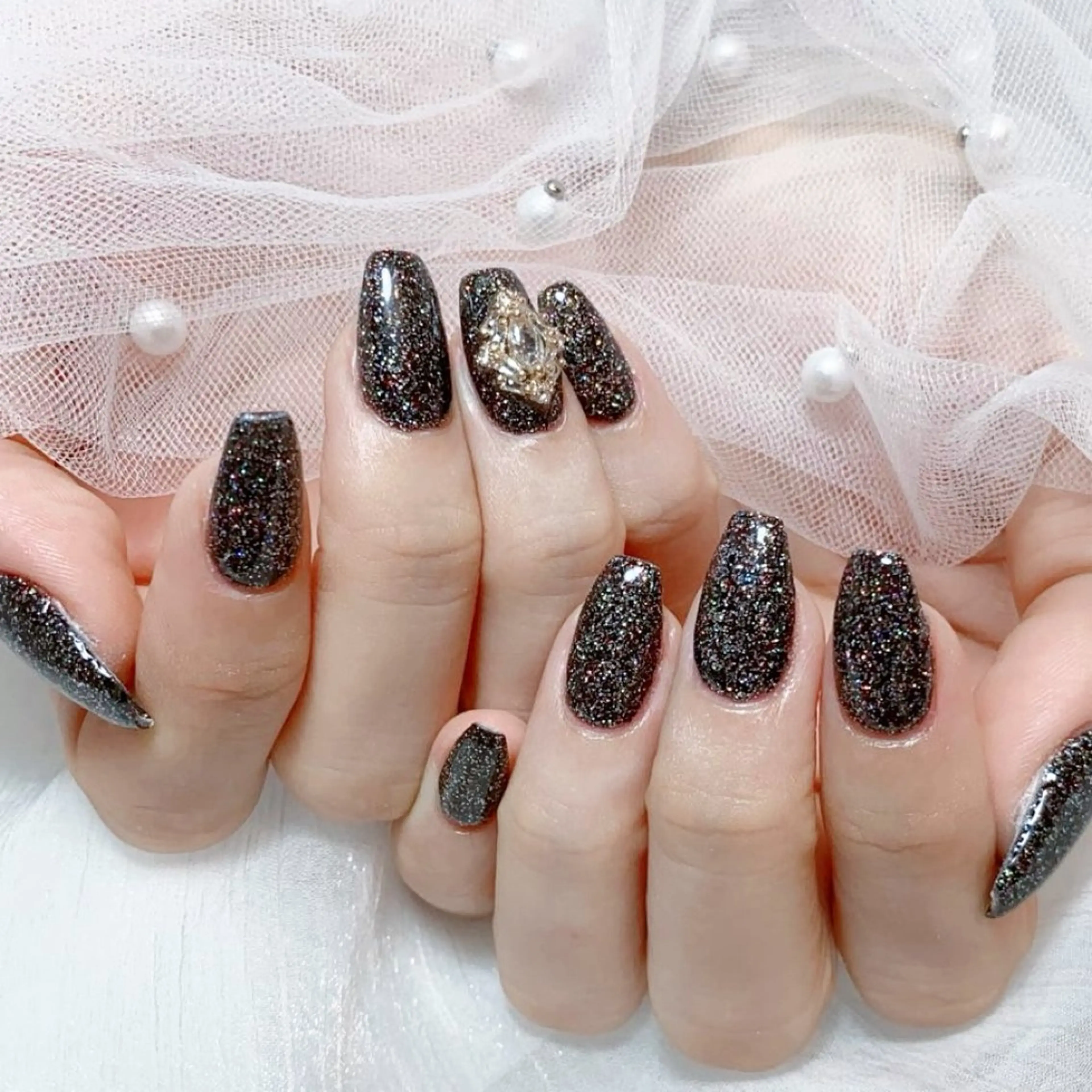 メンズ ネイル メンズ韓国風 アートネイル オーロラネイル ガーリー キラキラネイル Nail salon 木にいるのネイルデザイン