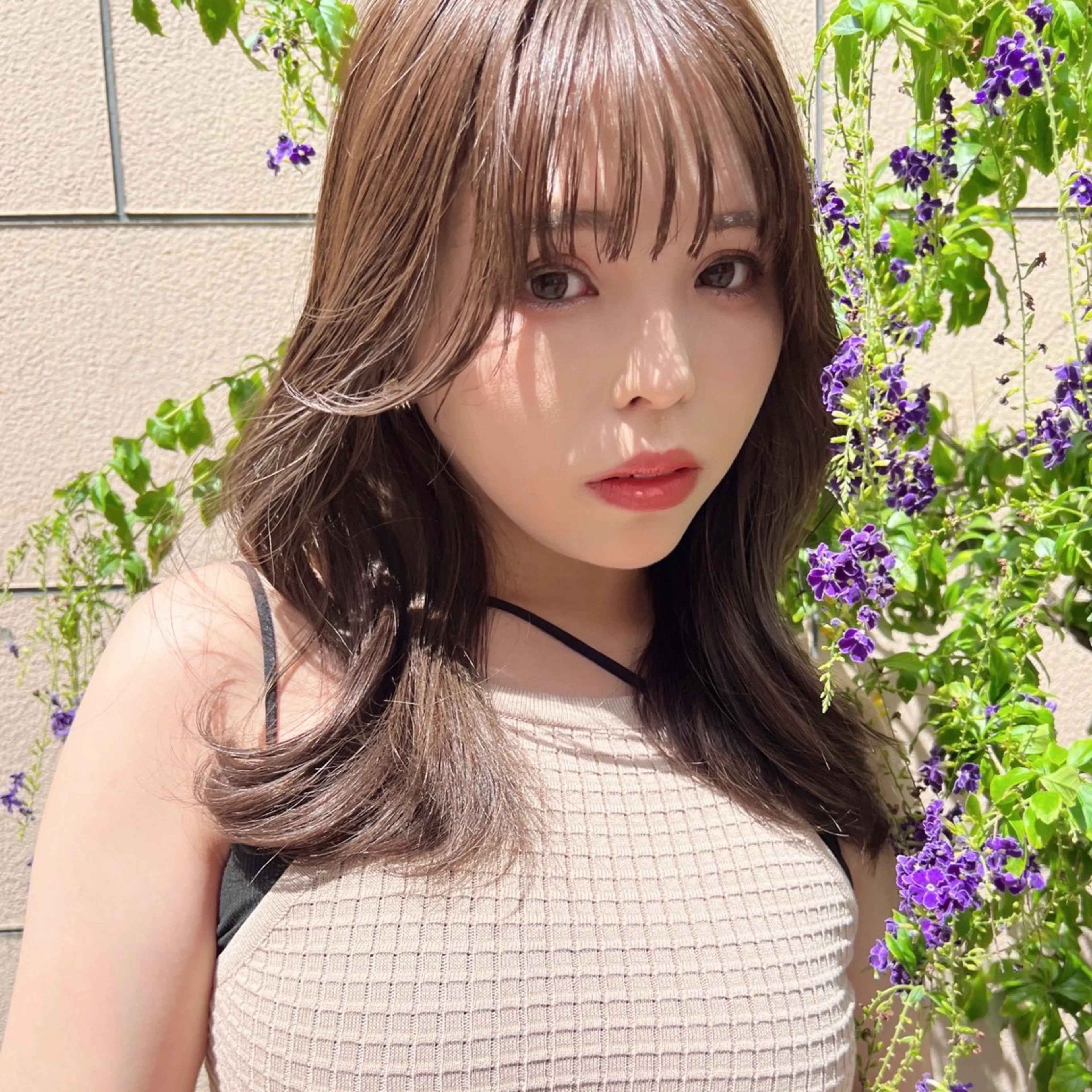 セミロング くびれヘア 韓国風ヘア 韓国モテhair🍑 momoのヘアスタイル