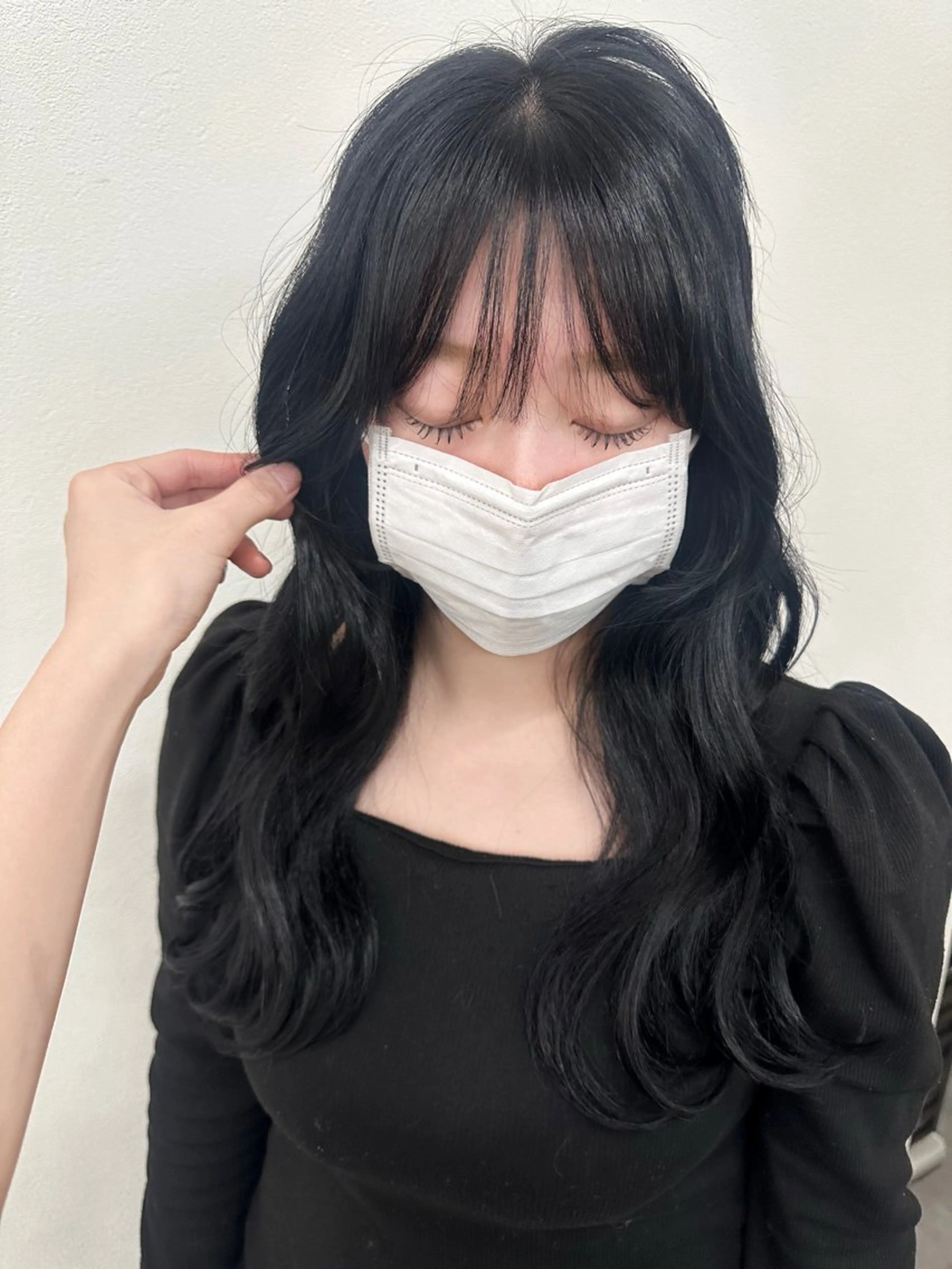 ロング カラー 黒髪 大井 あんずのヘアスタイル