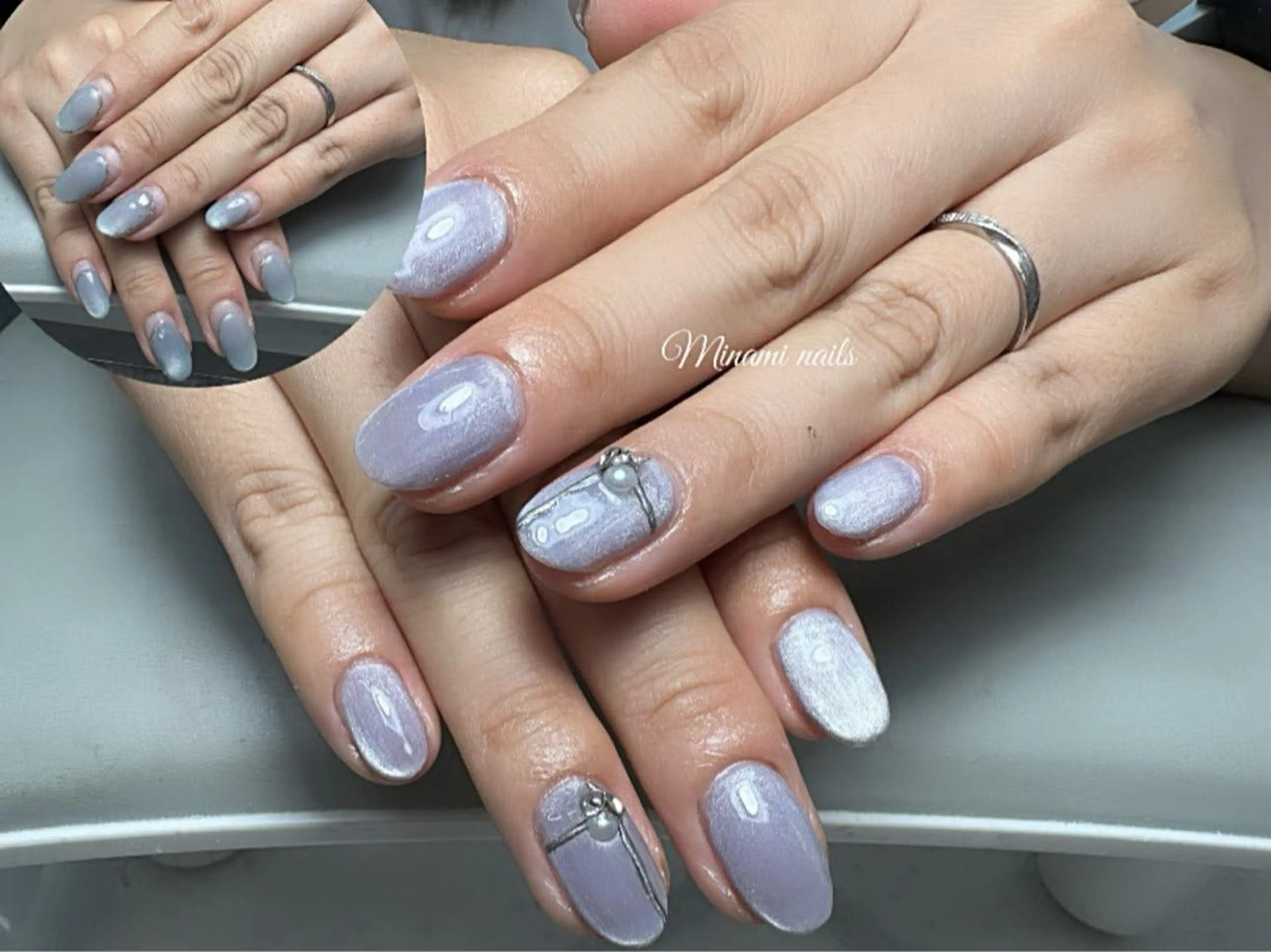 ネイル アートネイル オーロラネイル ガーリー キラキラネイル 韓国ネイル Minami Nailsのネイルデザイン