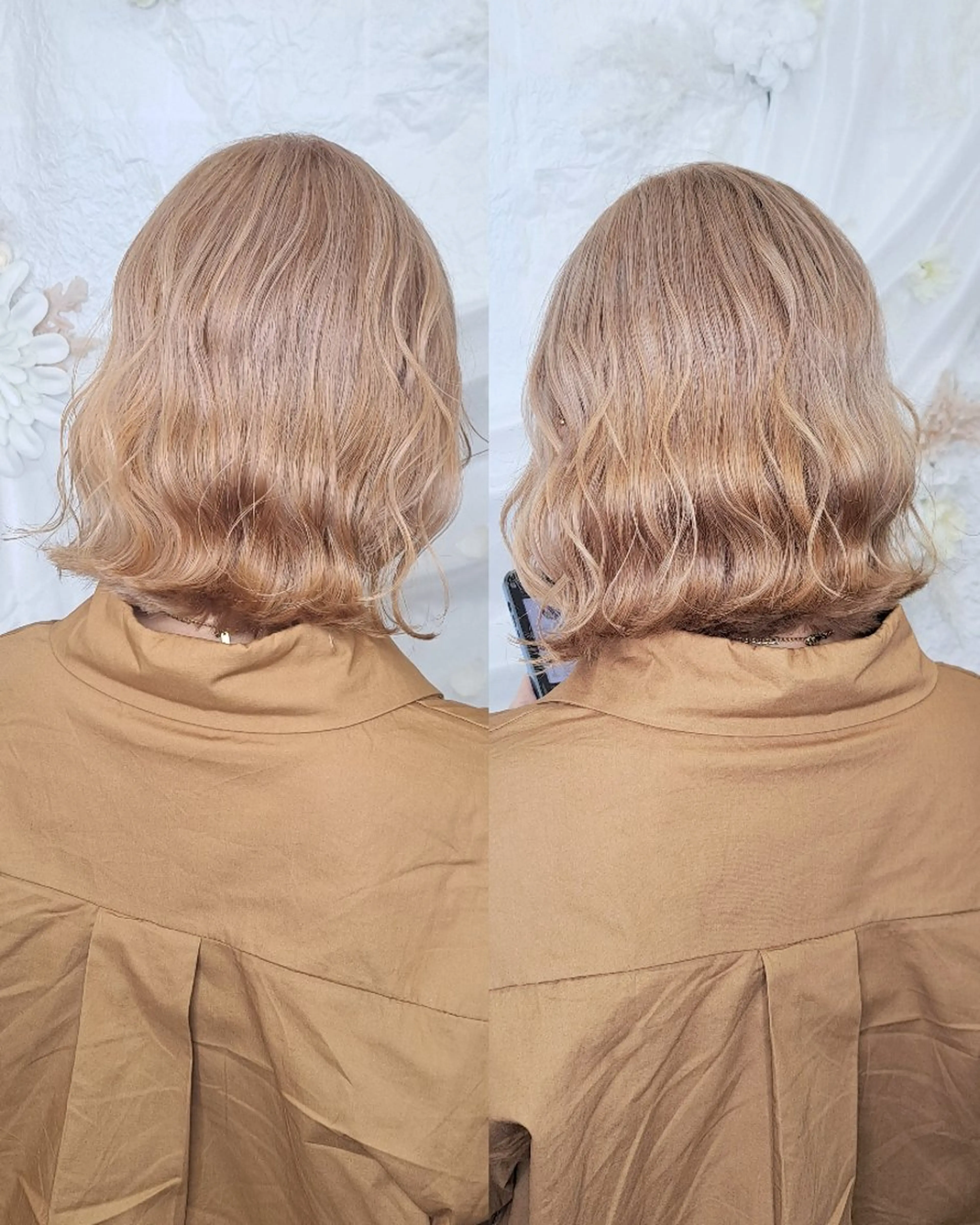 カラー ミディアム ヘアアレンジ ベージュカラー ダブルカラー ボブ ヘアカラー HIME. ＊*ヒメドットのヘアスタイル