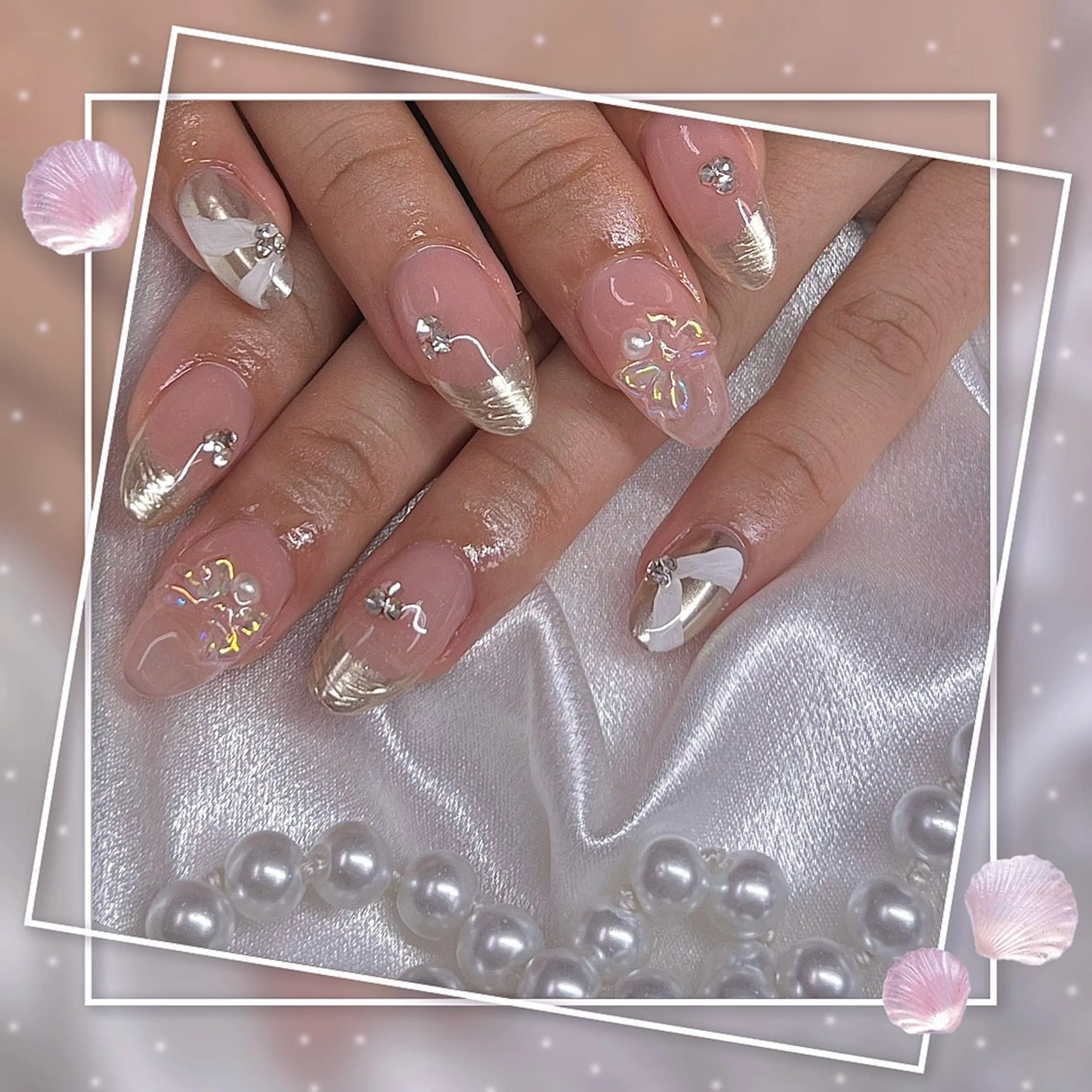 ネイル フレンチネイル グラデーション キラキラネイル 韓国ネイル マグネットネイル ハンドネイル Chill Nailsalonのネイルデザイン